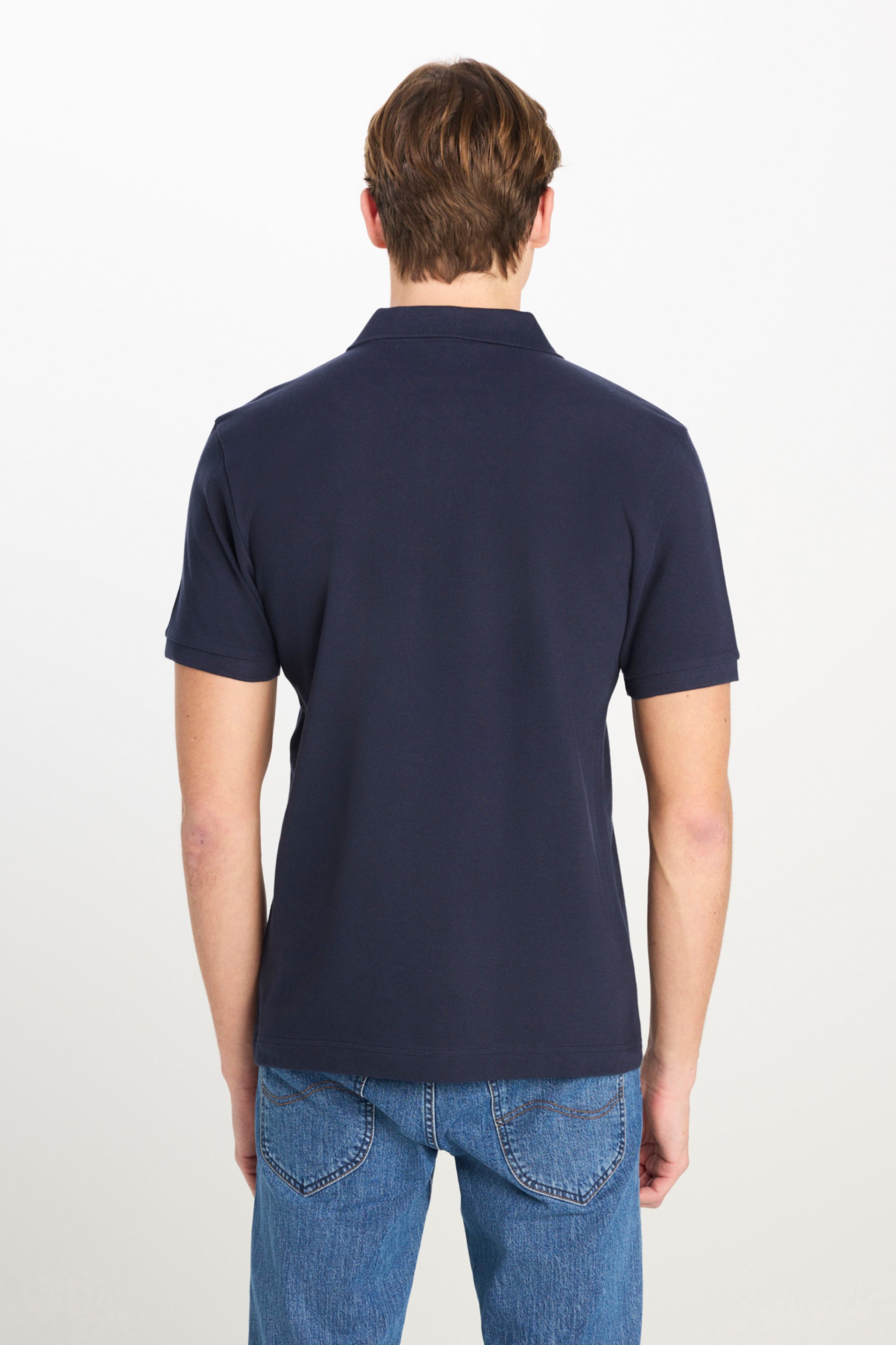 %100 Pamuk Regular Fit Normal Kesim Lacivert Polo Yaka Tişört - Navy-ML211810410 (görsel 5)