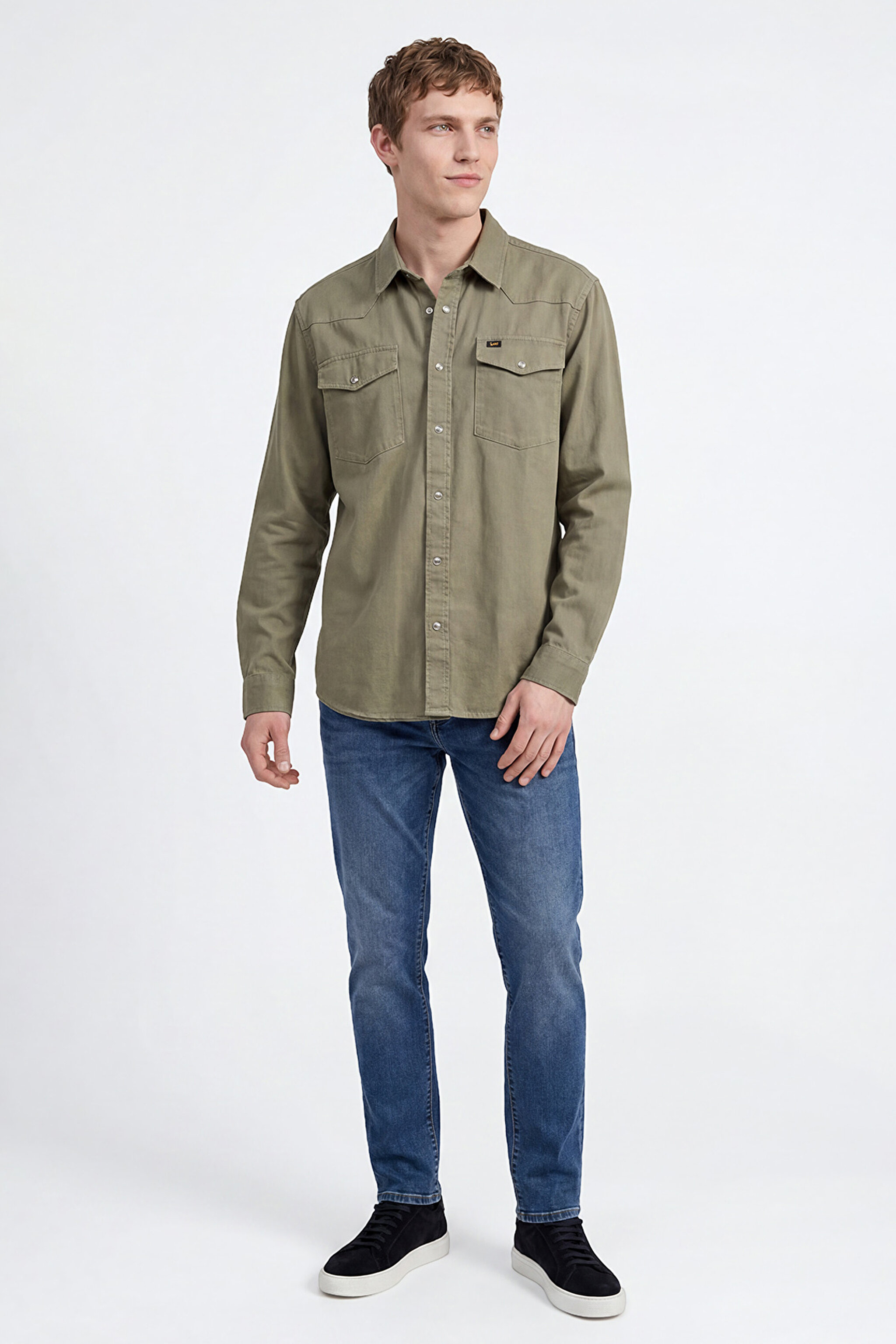 %100 Pamuk Western Regular Fit Normal Kesim Cepli Gömlek - Khaki-ML24151482 (görsel 4)