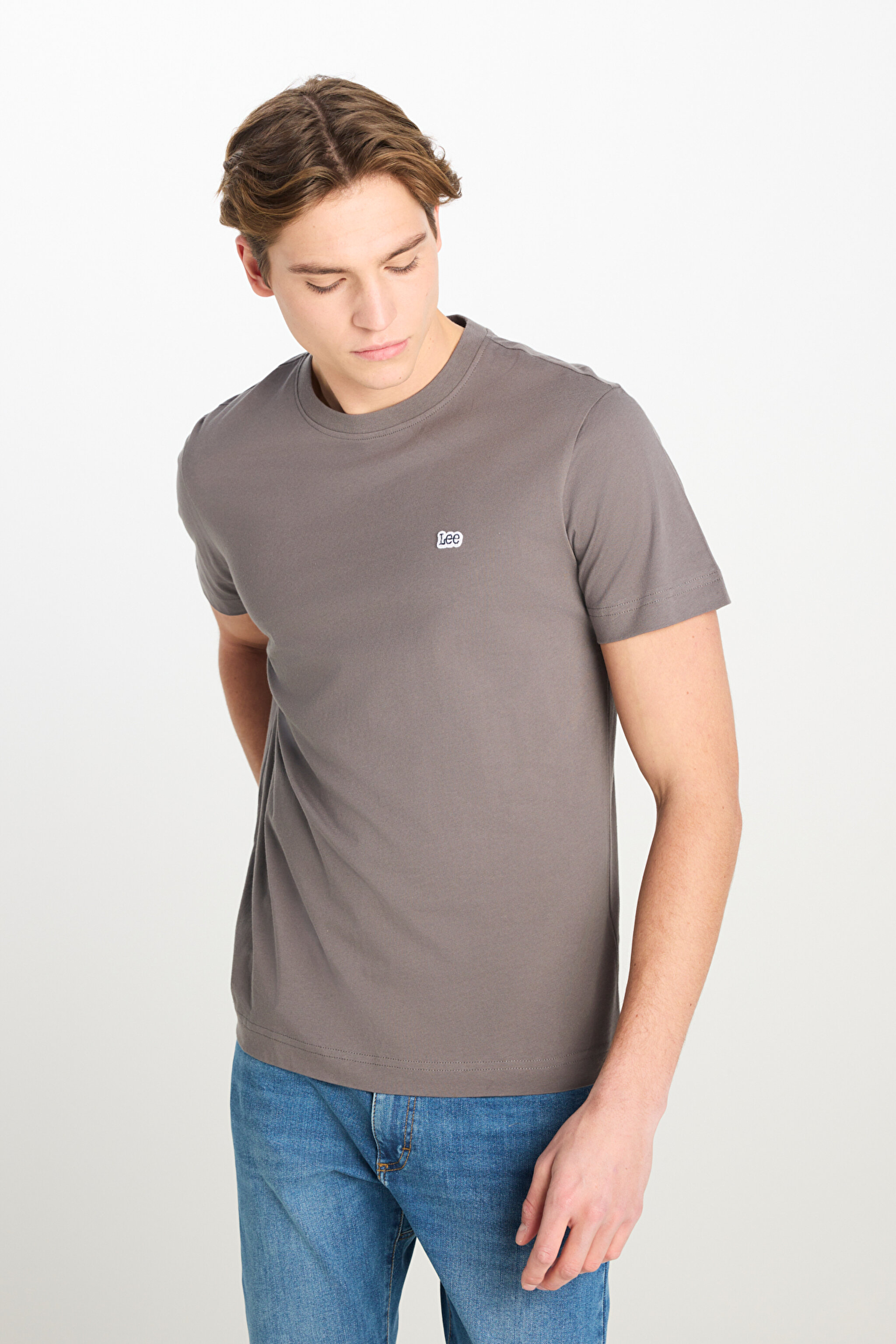 Regular Fit Normal Kesim Bisiklet Yaka Pamuklu Antrasit Tişört - Anthracite-ML60UFQ003 (görsel 2)