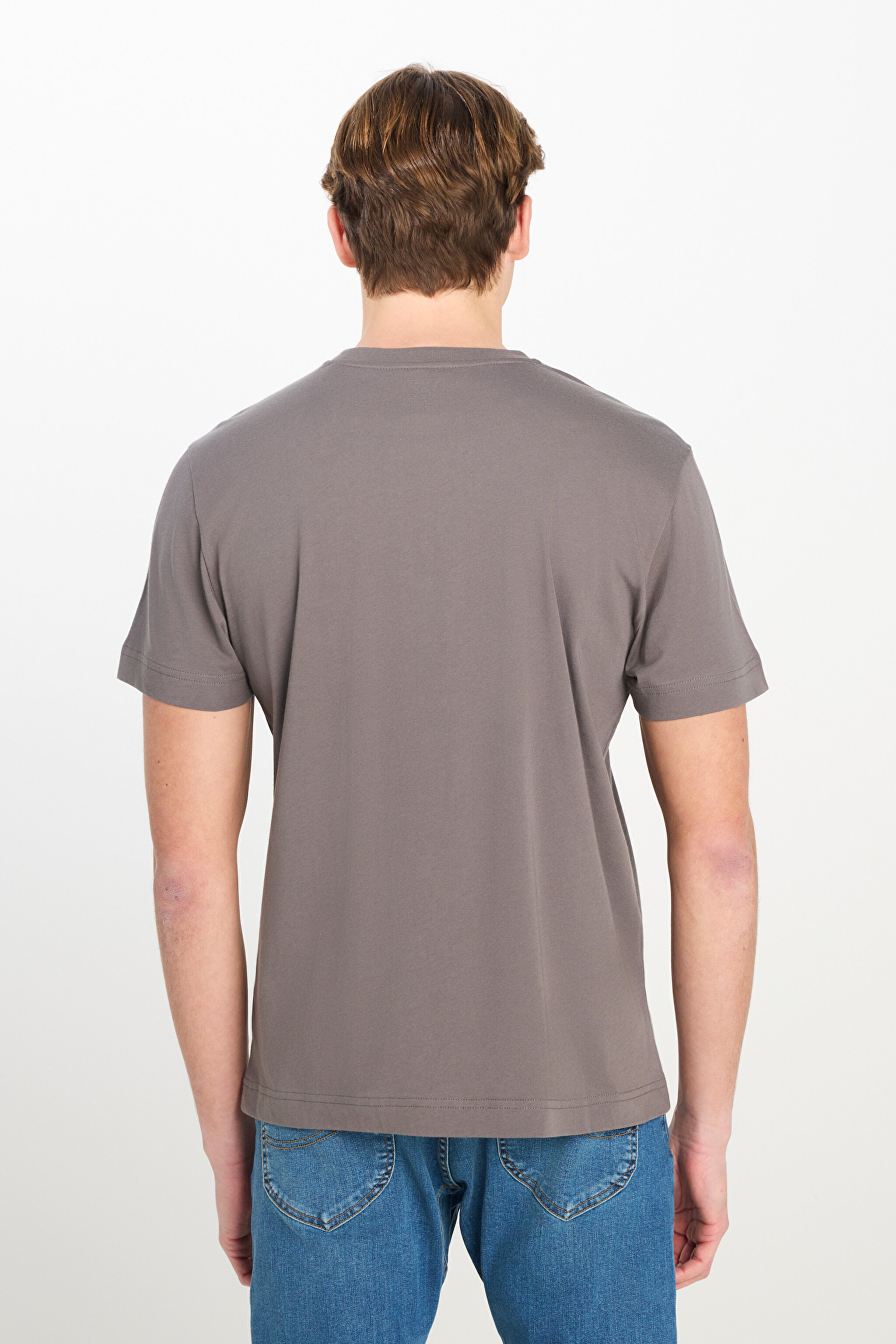 Regular Fit Normal Kesim Bisiklet Yaka Pamuklu Antrasit Tişört - Anthracite-ML60UFQ003 (görsel 5)