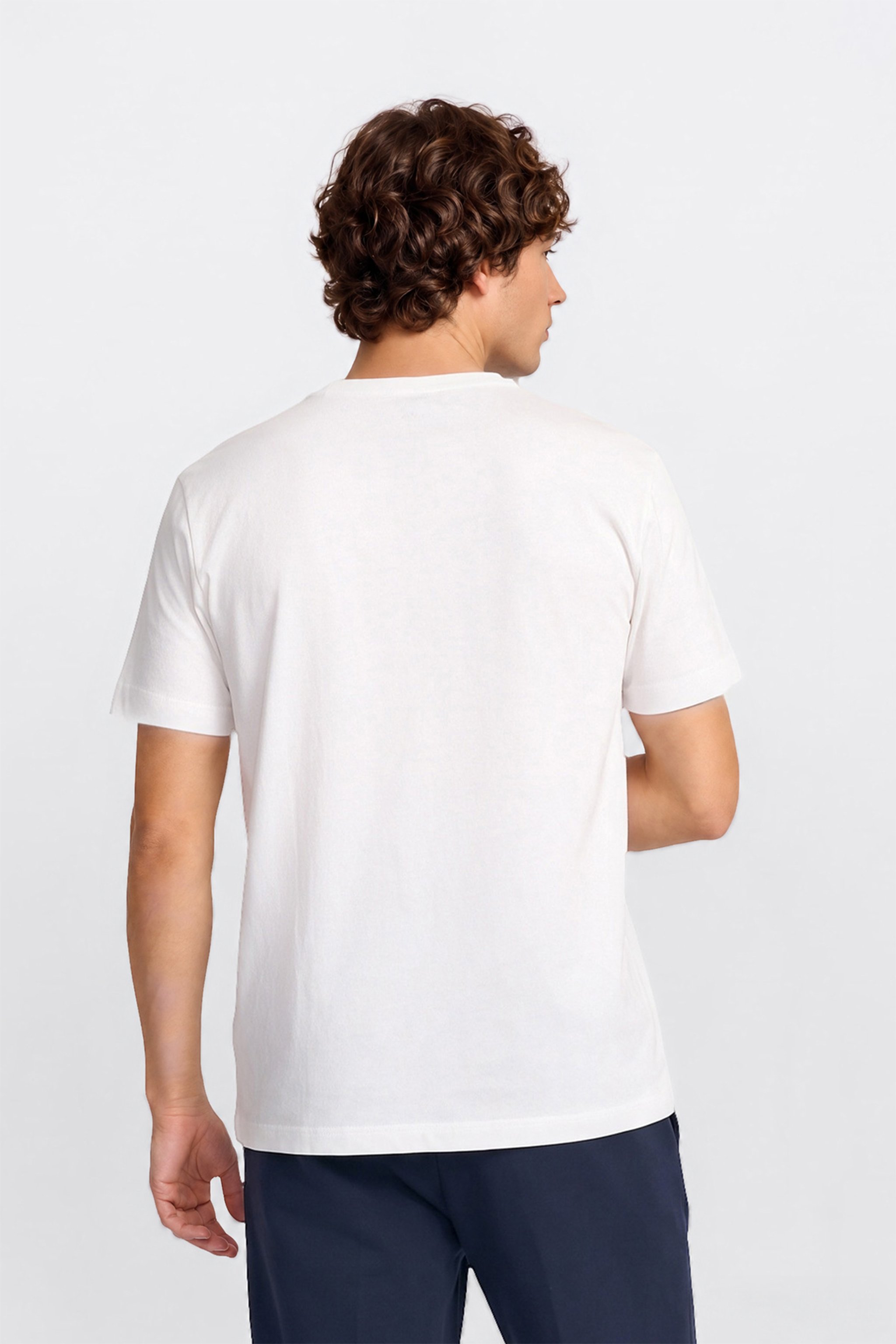 Regular Fit Normal Kesim Bisiklet Yaka Pamuklu Beyaz Tişört - White-ML60UFQ12 (görsel 5)