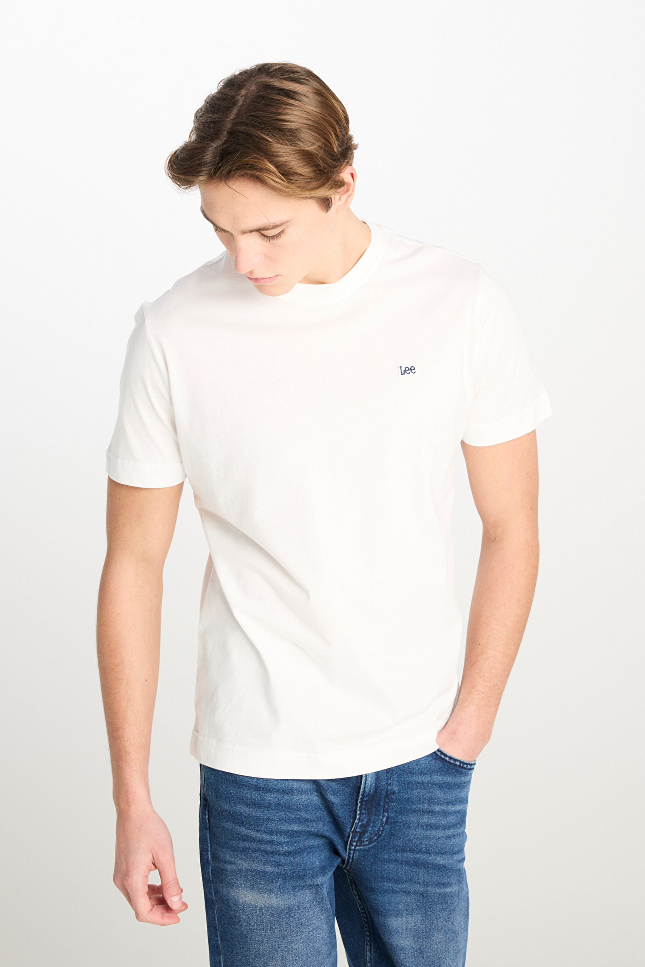 Regular Fit Normal Kesim Bisiklet Yaka Pamuklu Beyaz Tişört - White-ML60UFQ12 (görsel 2)