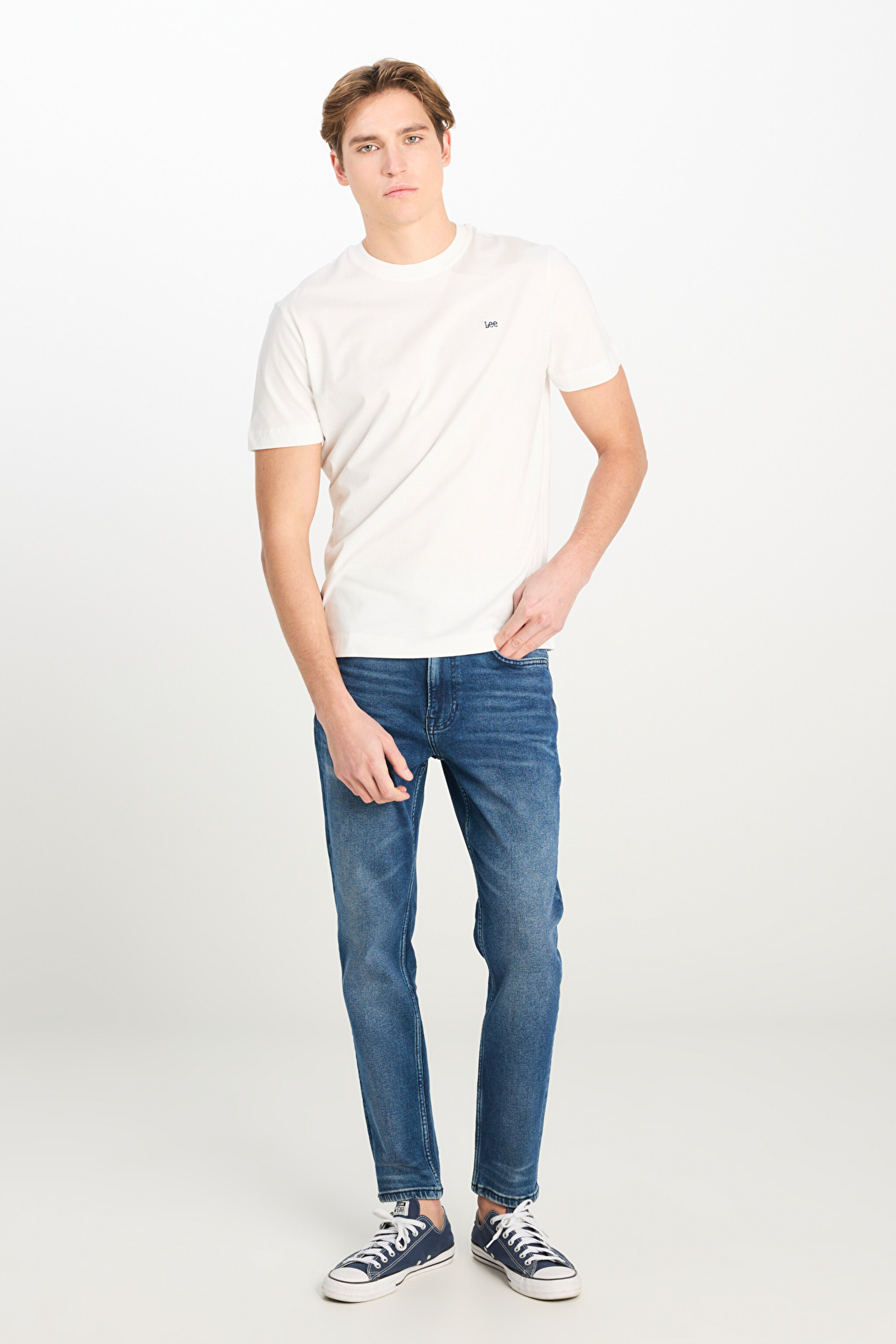 Regular Fit Normal Kesim Bisiklet Yaka Pamuklu Beyaz Tişört - White-ML60UFQ12 (görsel 3)
