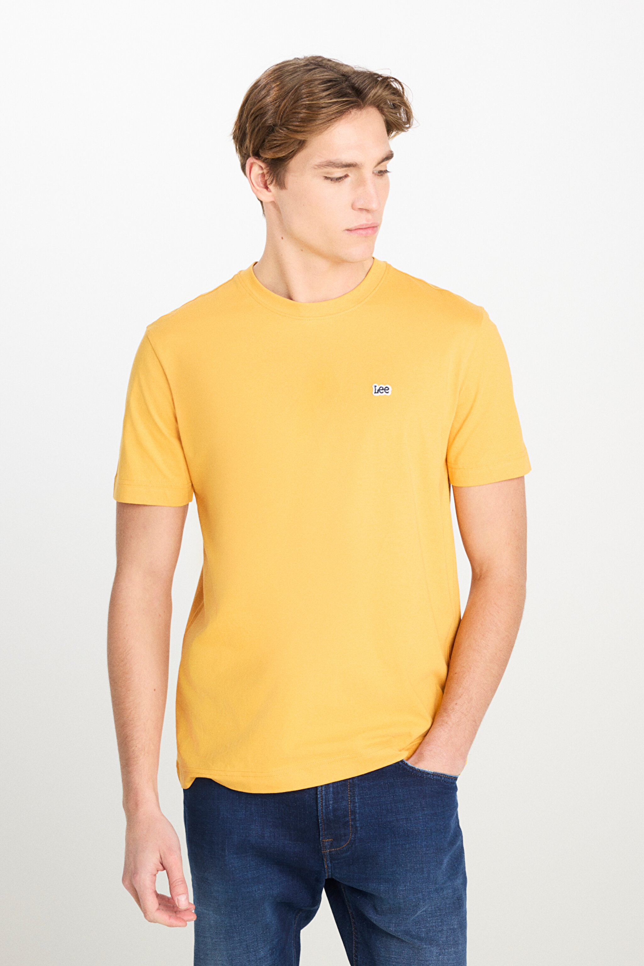 Regular Fit Normal Kesim Bisiklet Yaka Sarı Tişört - Yellow-ML60UFQ200 (görsel 2)