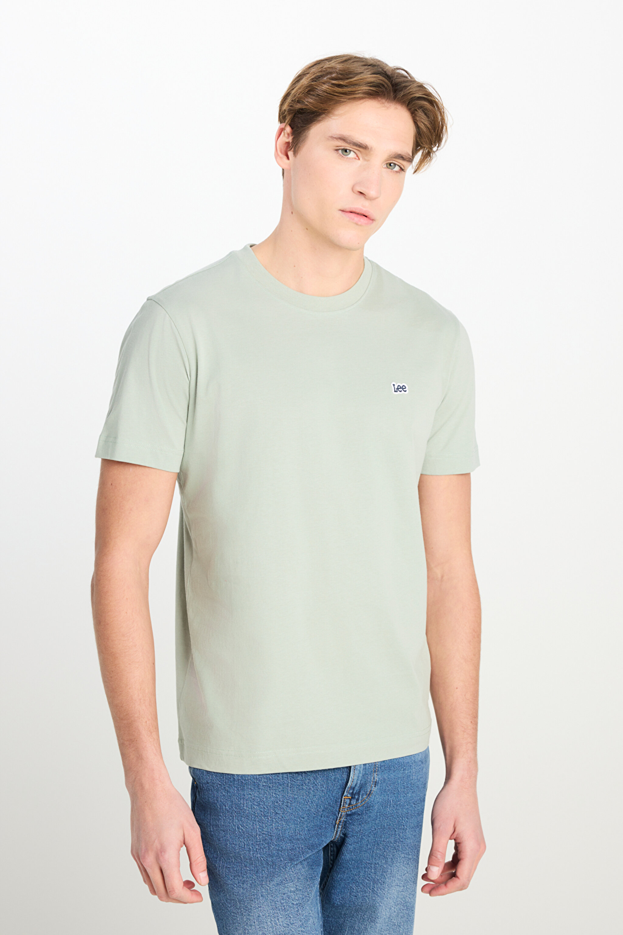 Regular Fit Normal Kesim Bisiklet Yaka Pamuklu Mint Yeşili Tişört
