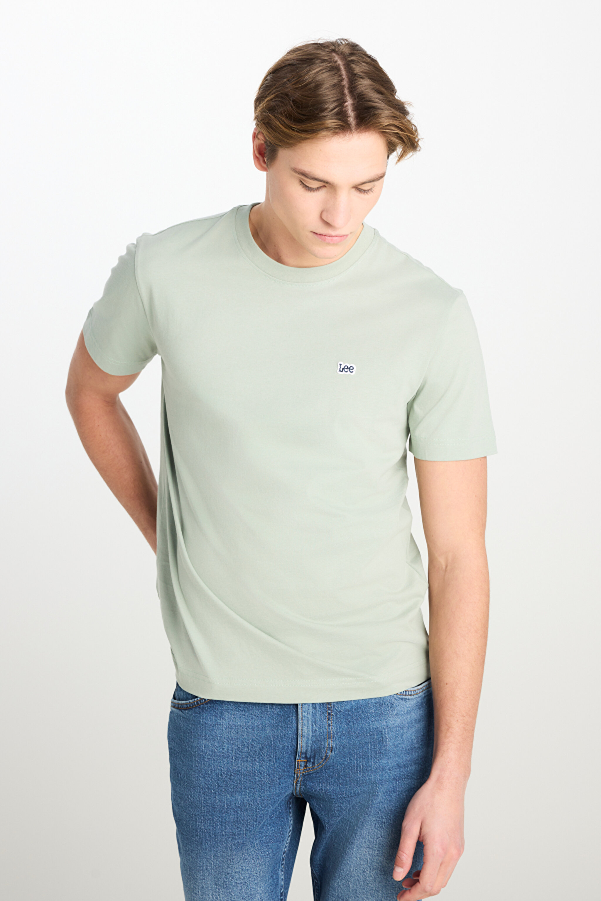 Regular Fit Normal Kesim Bisiklet Yaka Pamuklu Mint Yeşili Tişört - Mint Green-ML60UFQ303 (görsel 2)