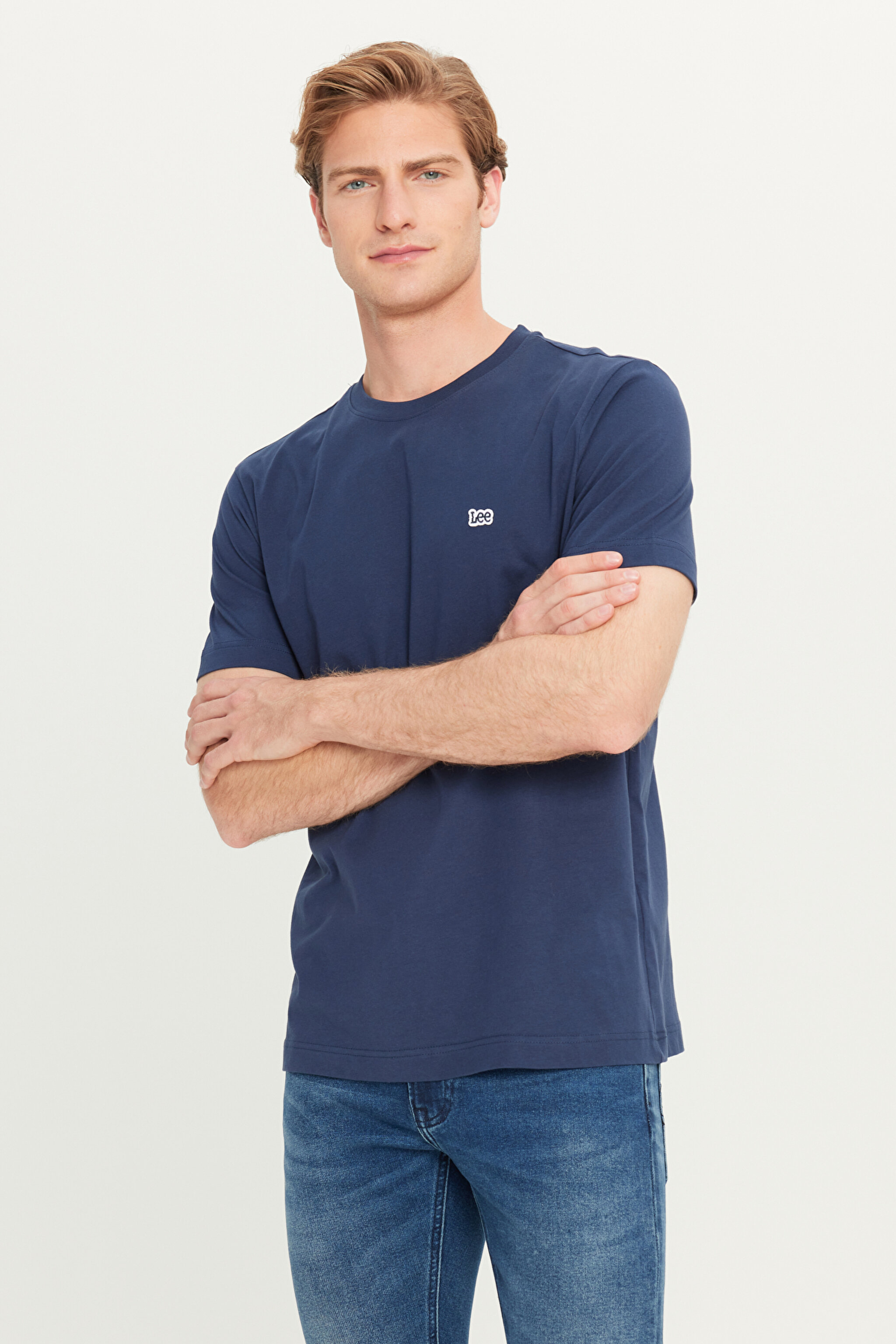 Regular Fit Normal Kesim Bisiklet Yaka Pamuklu Lacivert Tişört