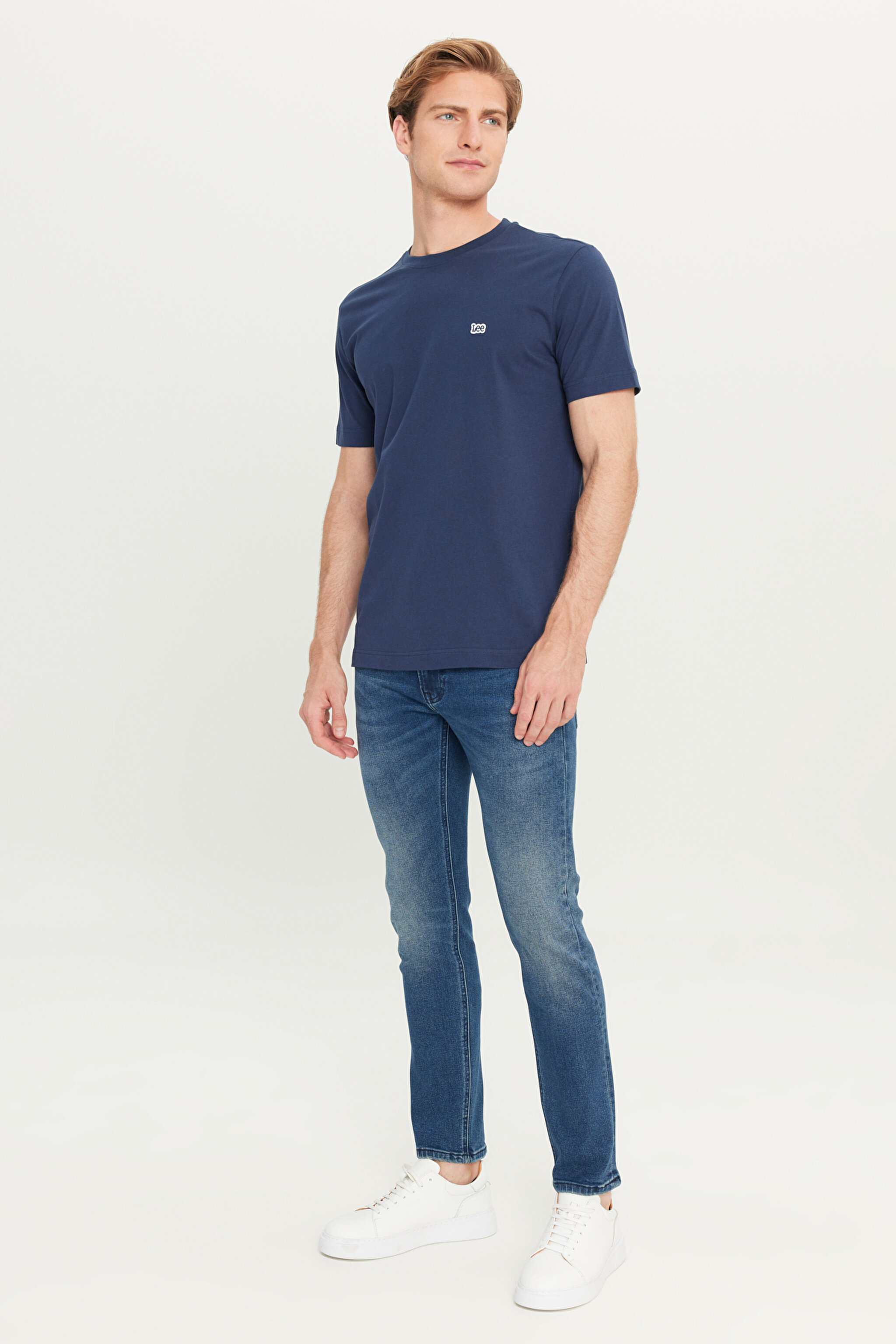 Regular Fit Normal Kesim Bisiklet Yaka Pamuklu Lacivert Tişört - Navy-ML60UFQ35 (görsel 3)