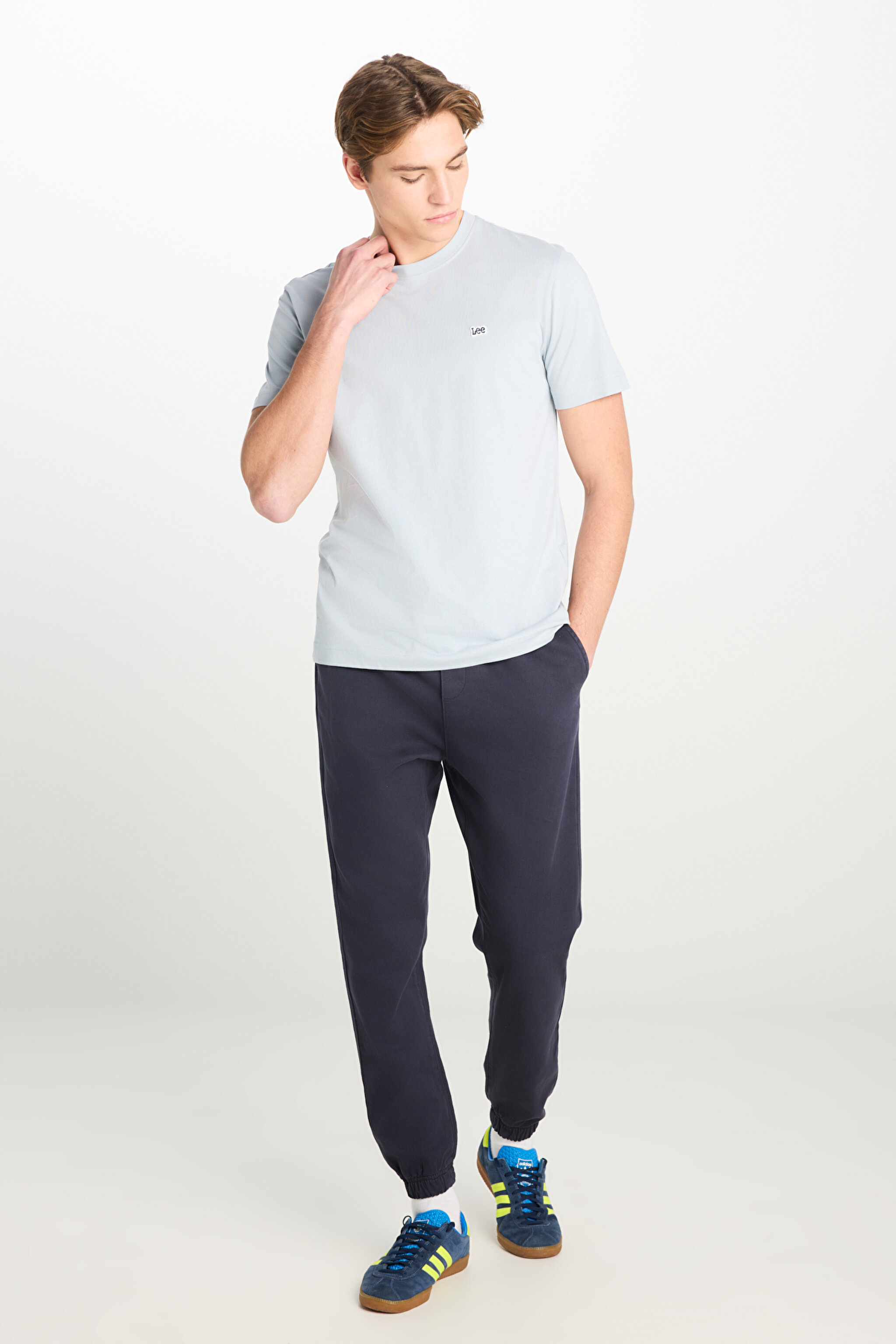 Regular Fit Normal Kesim Bisiklet Yaka Pamuklu Gri Tişört - Concrete Gray-ML60UFQ475 (görsel 3)