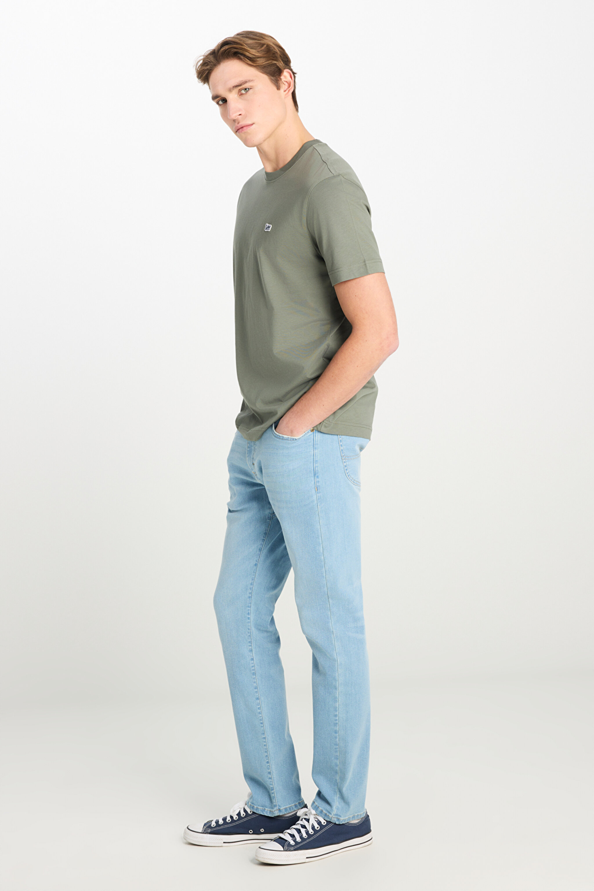 Regular Fit Normal Kesim Bisiklet Yaka Pamuklu Haki Tişört - Khaki-ML60UFQ801 (görsel 3)