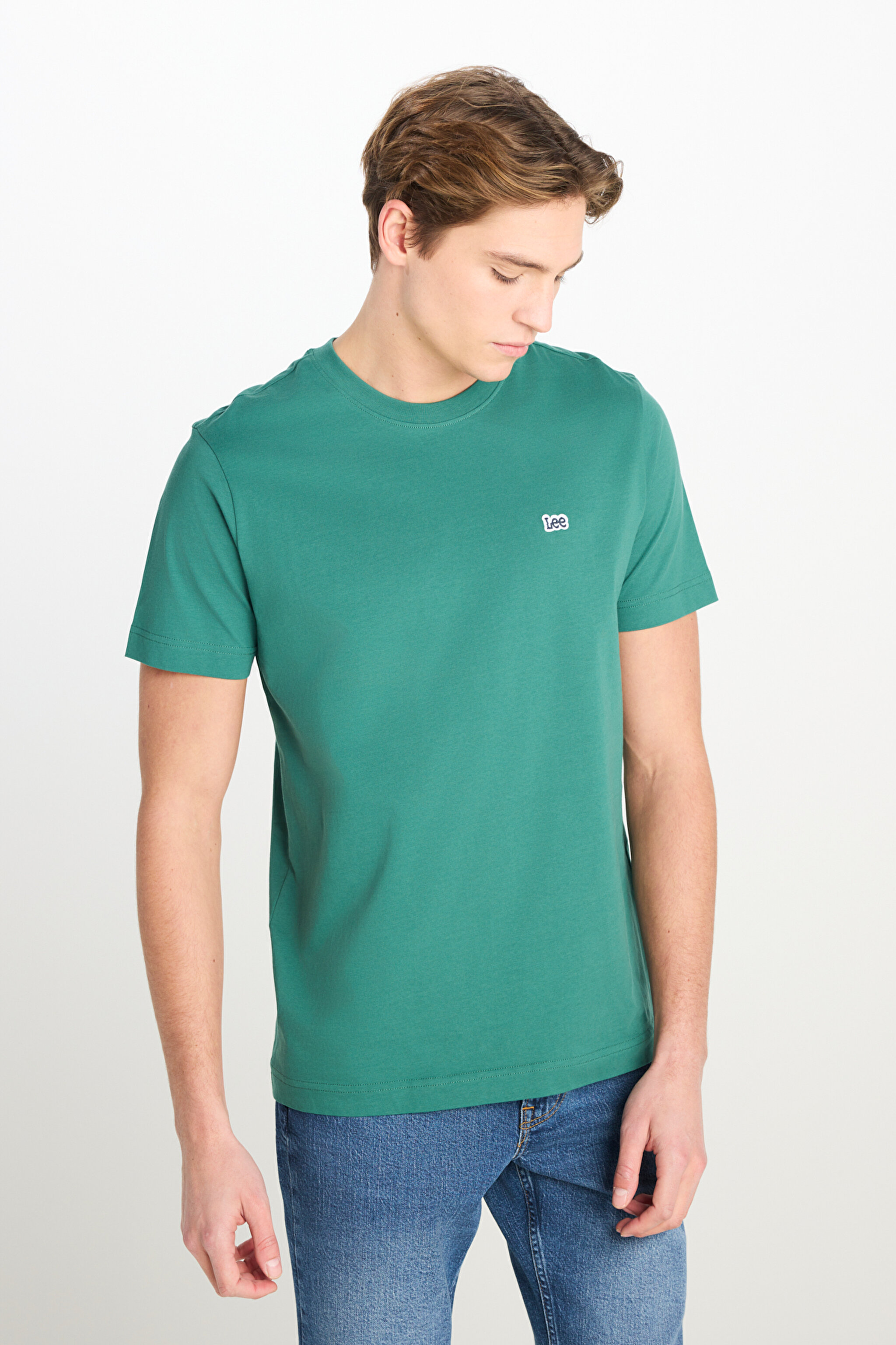 Regular Fit Normal Kesim Bisiklet Yaka Pamuklu Yeşil Tişört - Bayberry Green-ML60UFQG26 (görsel 2)