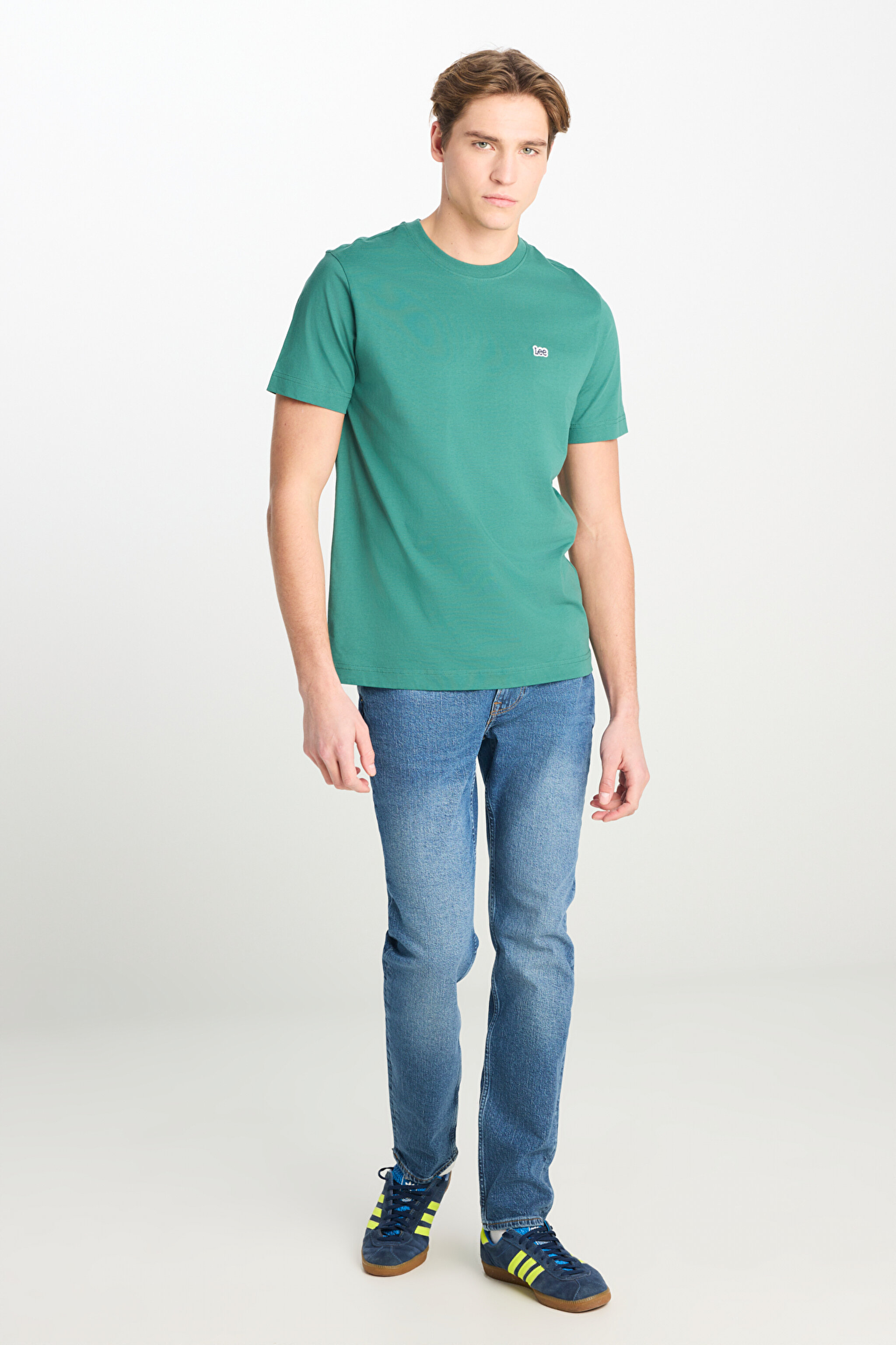 Regular Fit Normal Kesim Bisiklet Yaka Pamuklu Yeşil Tişört - Bayberry Green-ML60UFQG26 (görsel 3)
