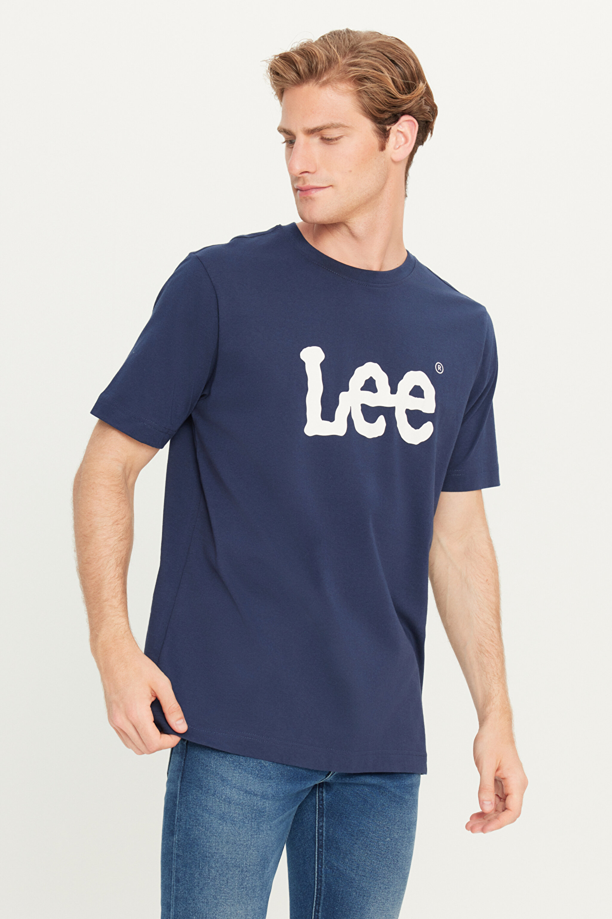 %100 Pamuk Regular Fit Normal Kesim Bisiklet Yaka Lacivert Tişört - Navy Drop-ML65QAIEE (görsel 2)