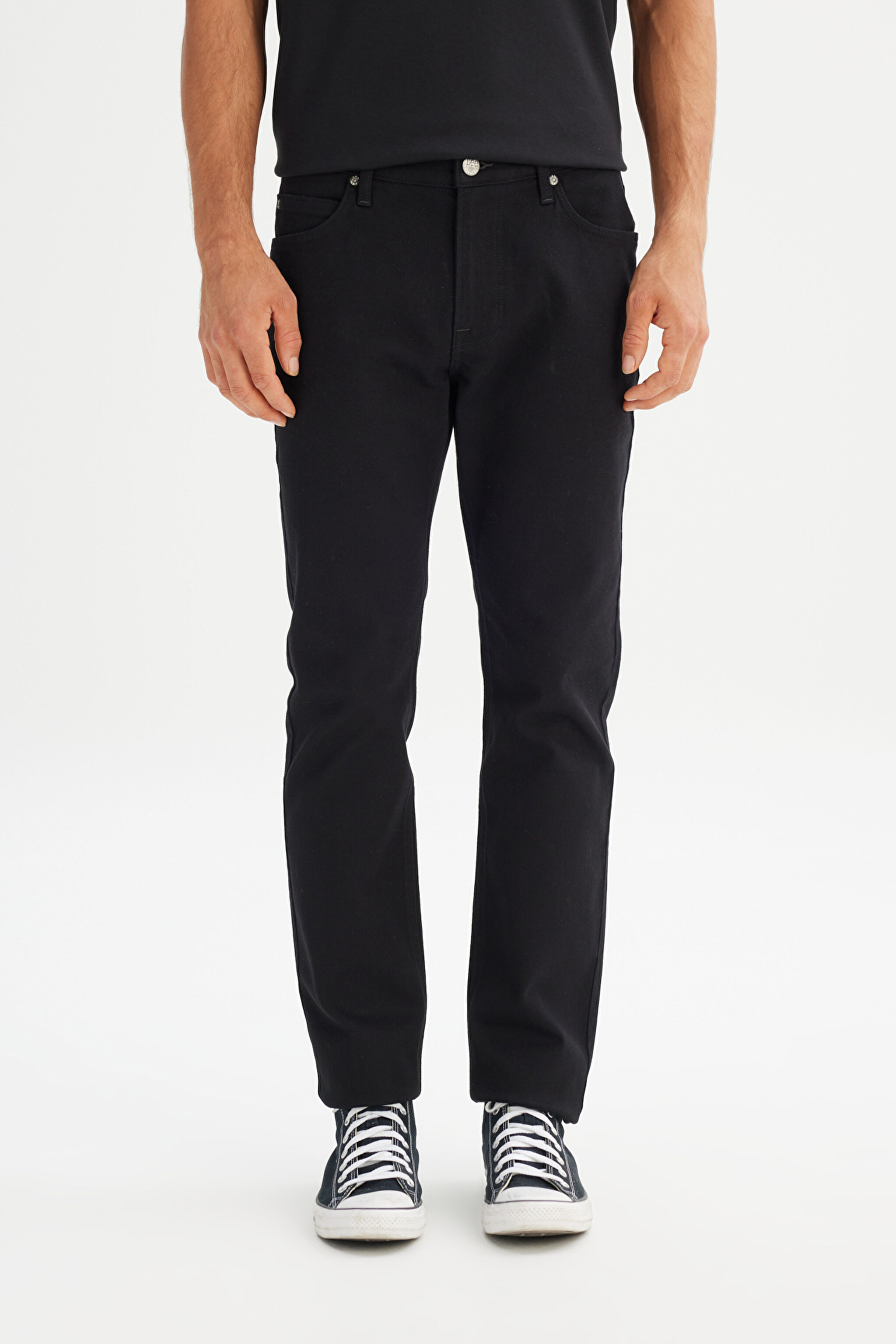 Pamuklu Slim Fit Dar Kesim Jean Denim Kot Denim Esnek Pantolon - Clean Black-ML701016AE (görsel 2)