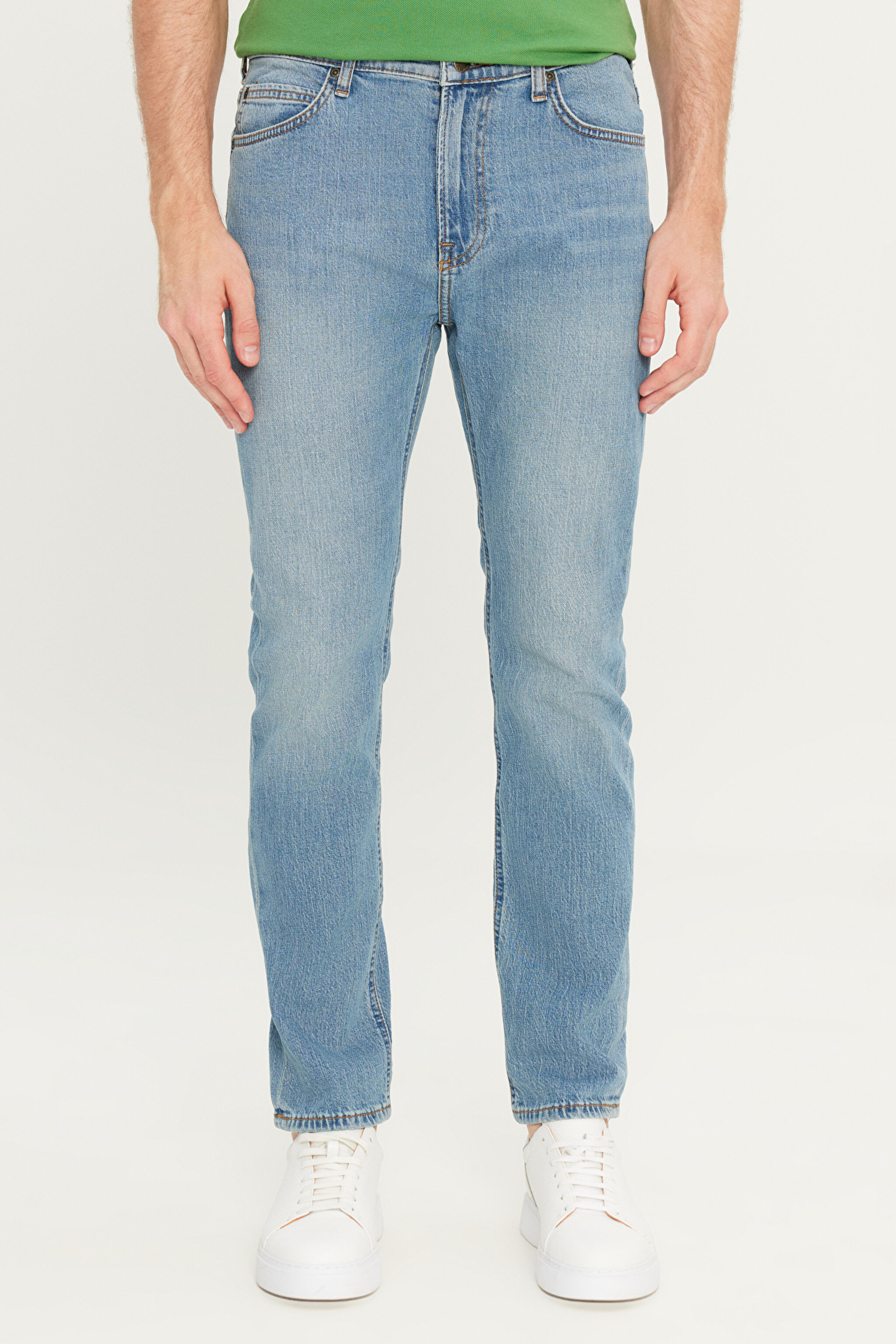 Rider Slim Fit Dar Kesim Normal Bel Dar Paça Pamuklu Esnek Açık Mavi Jean Denim Pantolon - Lt Used Marvin-ML701KNMB (görsel 3)