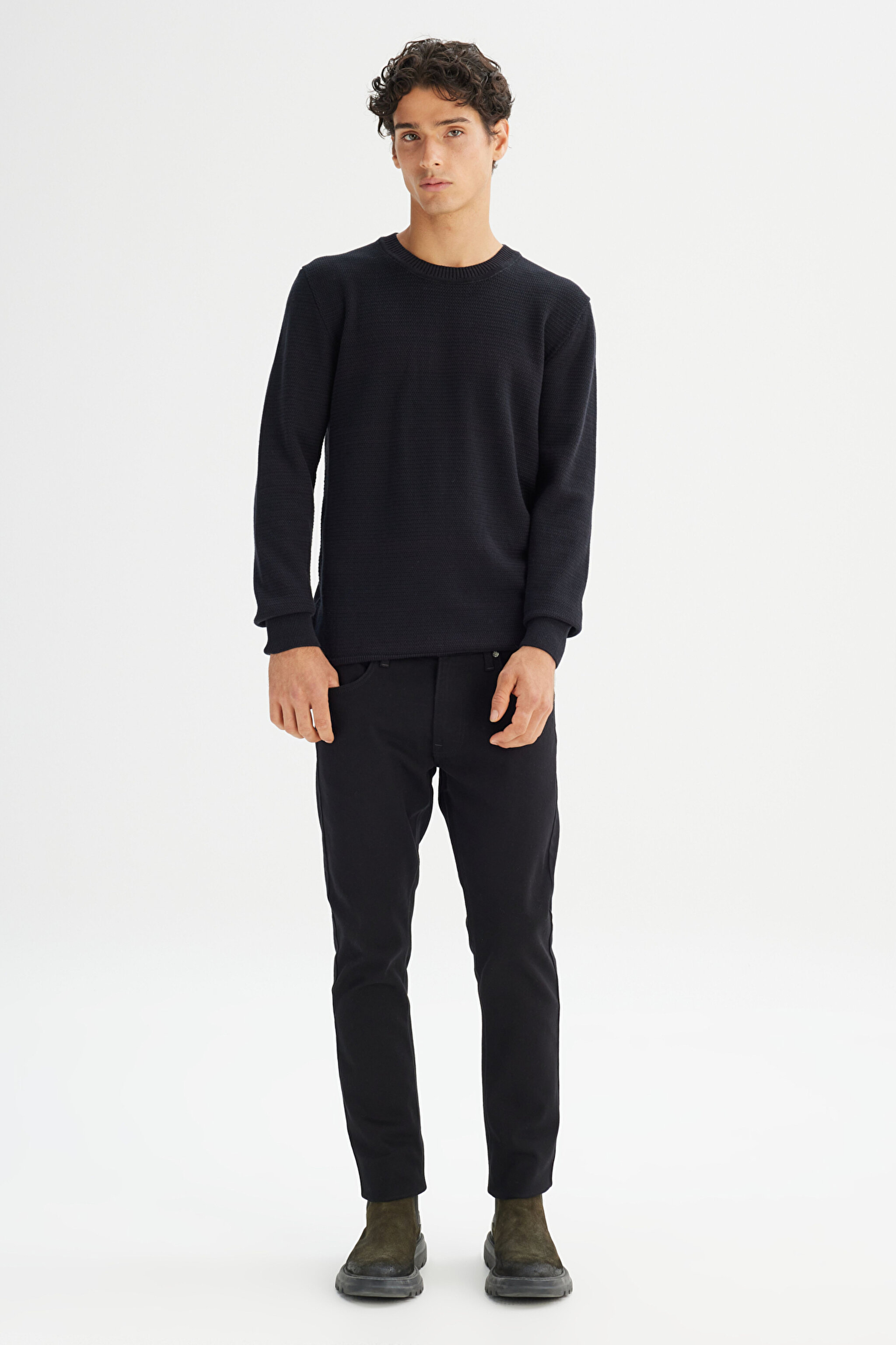 Luke Pamuklu Slim Fit Dar Kesim Cepli Esnek Jean Kot Denim Pantolon - Black-ML719HFAE (görsel 3)
