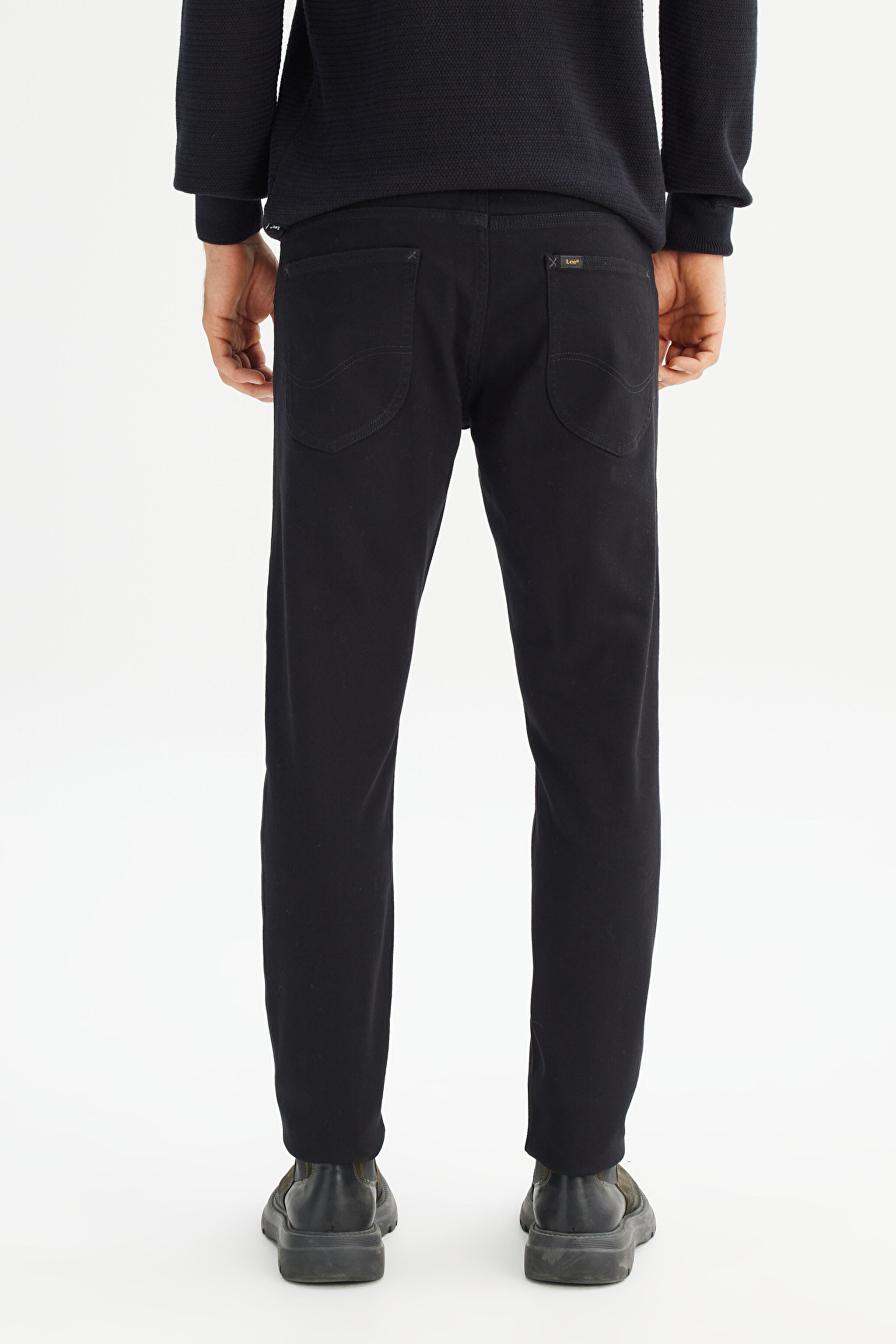Luke Pamuklu Slim Fit Dar Kesim Cepli Esnek Jean Kot Denim Pantolon - Black-ML719HFAE (görsel 5)