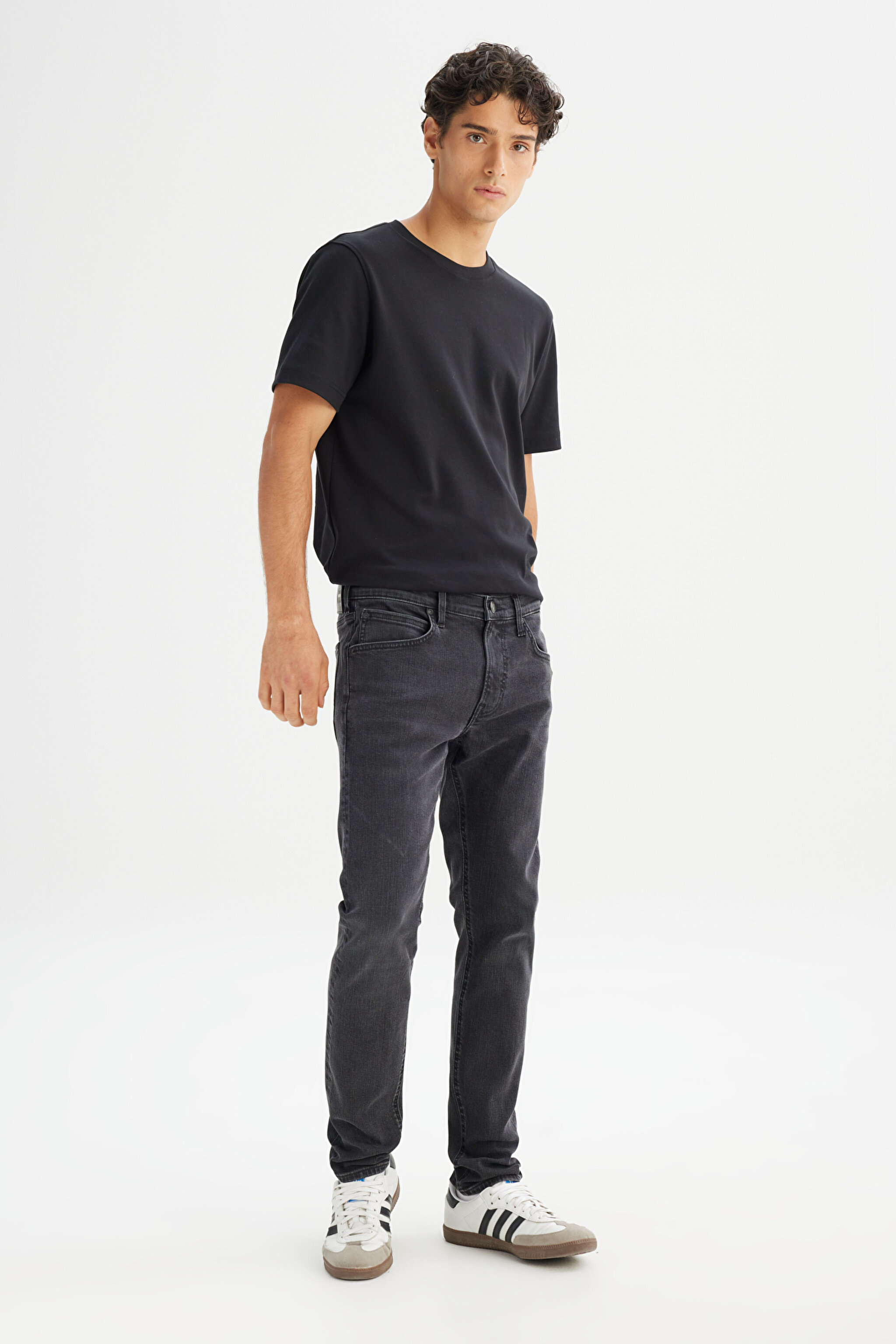 Luke Pamuklu Slim Fit Dar Kesim Cepli Jean Kot Denim Pantolon - Moto Black-ML719IZHL (görsel 3)