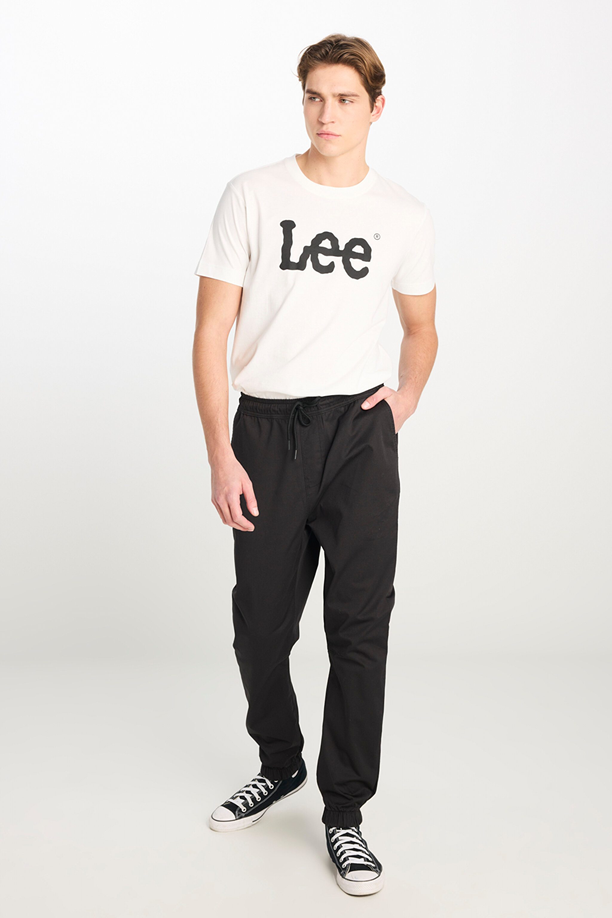 Regular Fit Normal Kesim Ribanalı Paça Pamuklu Siyah Jogger Pantolon