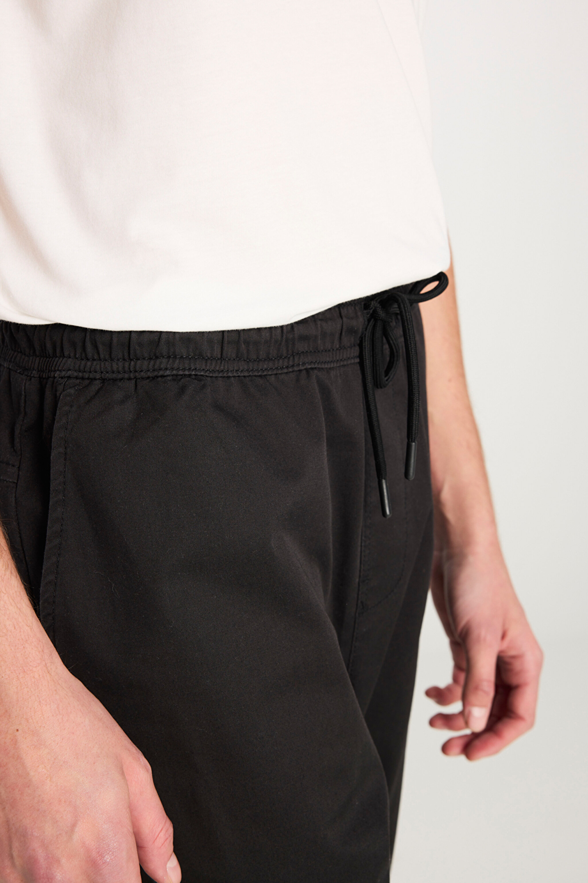 Regular Fit Normal Kesim Ribanalı Paça Pamuklu Siyah Jogger Pantolon - Black-MLM04008001 (görsel 5)