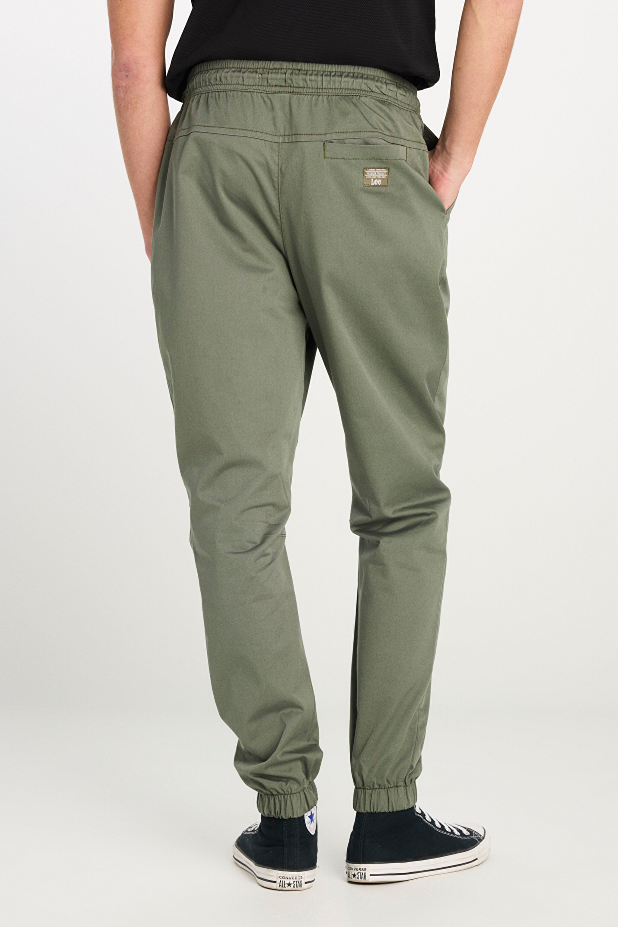 Regular Fit Normal Kesim Ribanalı Paça Pamuklu Haki Jogger Pantolon - Khaki-MLM04008801 (görsel 4)