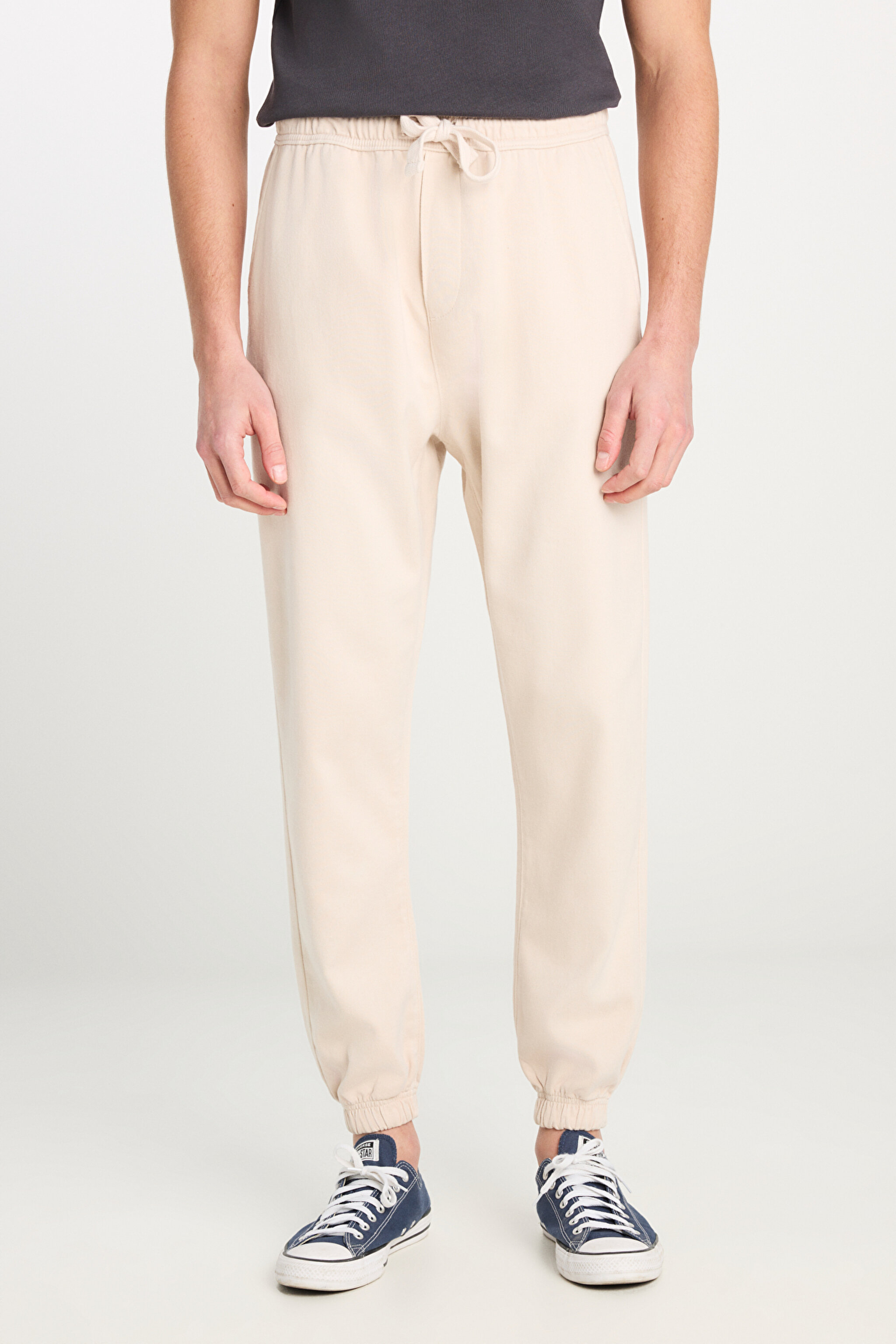 Regular Fit Normal Kesim Ribanalı Paça Taş Rengi Jogger Pantolon - Stone-MLM0400913 (görsel 3)