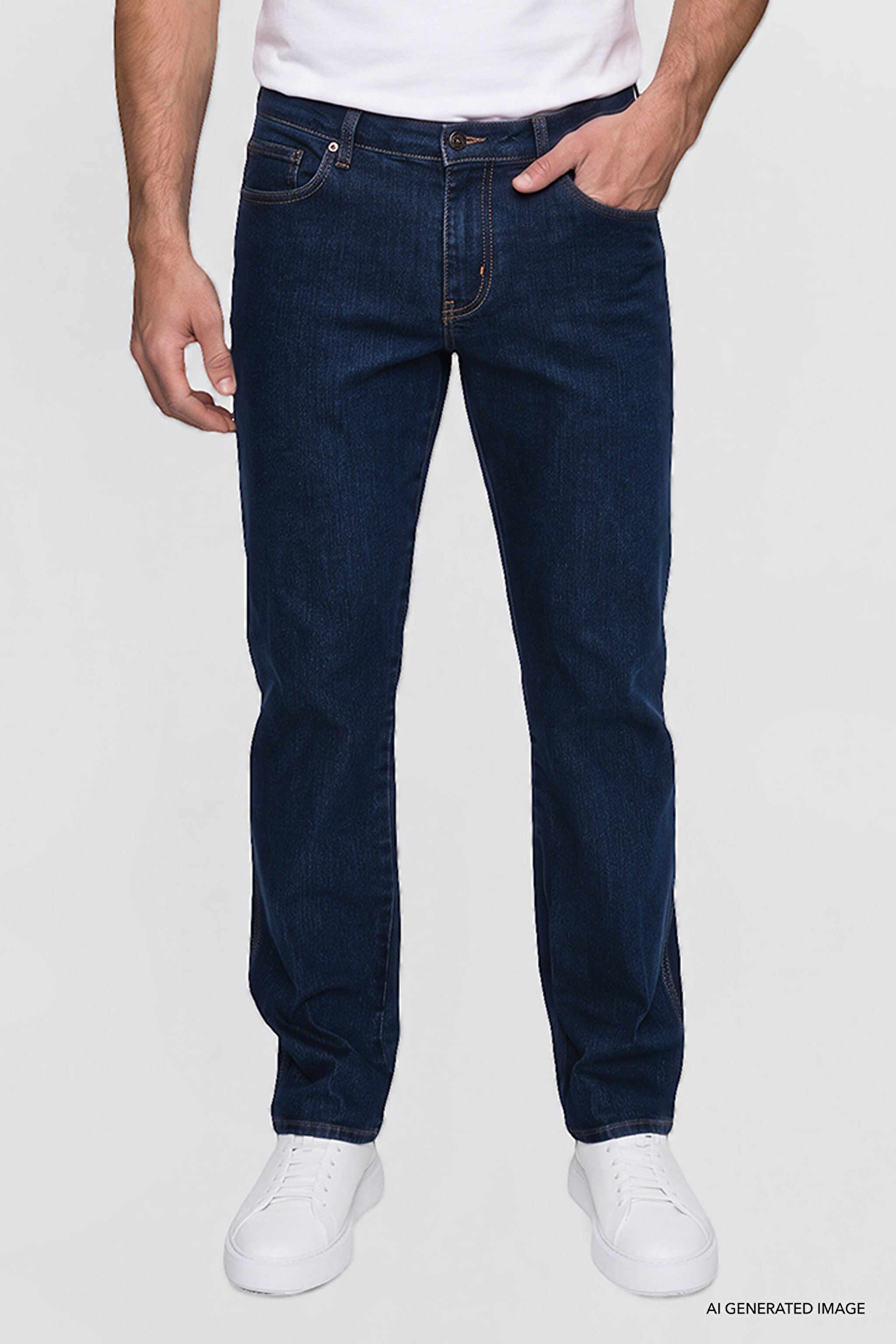 Texas Straight Fit Düz Kesim Normal Bel Pamuklu Esnek Siyah Denim Pantolon - Dark Blue-MW12100020001 (görsel 3)