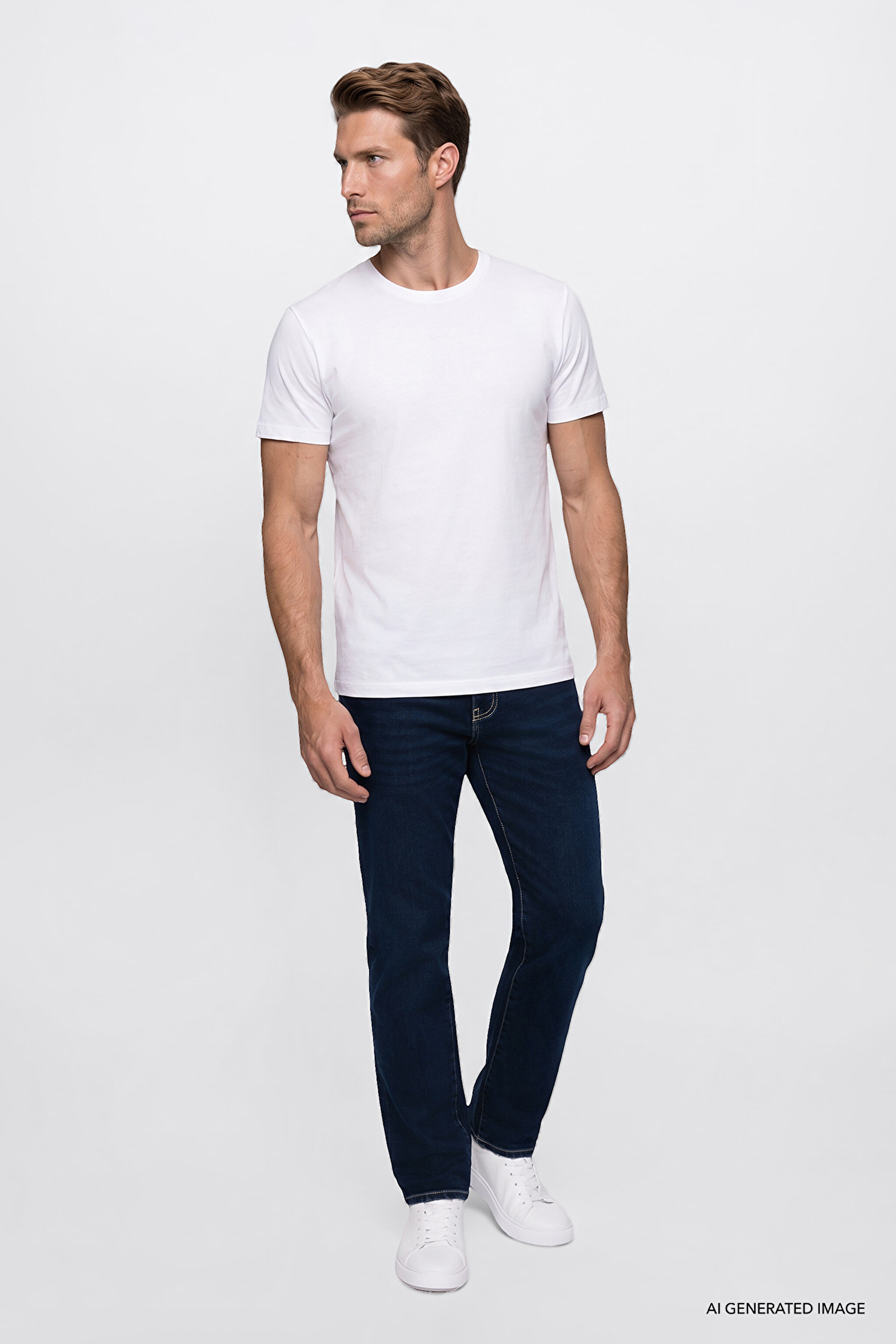 Texas Slim Fit Normal Bel Denim Esnek Jean Kot Pantolon - Deep Blue-MW12S001397 (görsel 2)