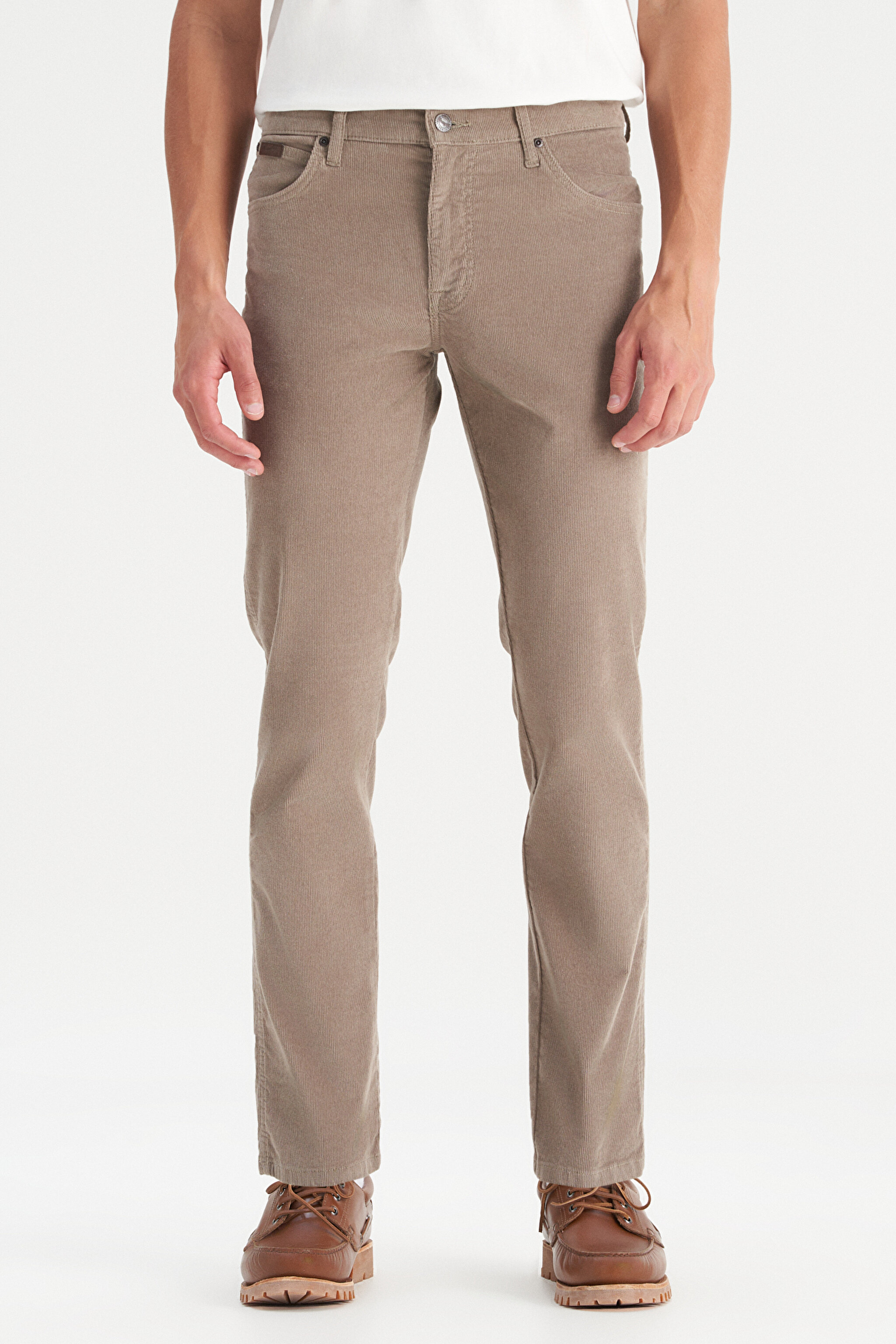 Pamuklu Texas Slim Fit Dar Kesim Cepli Esnek Kadife Pantolon - Brown-MW12SEC185 (görsel 2)