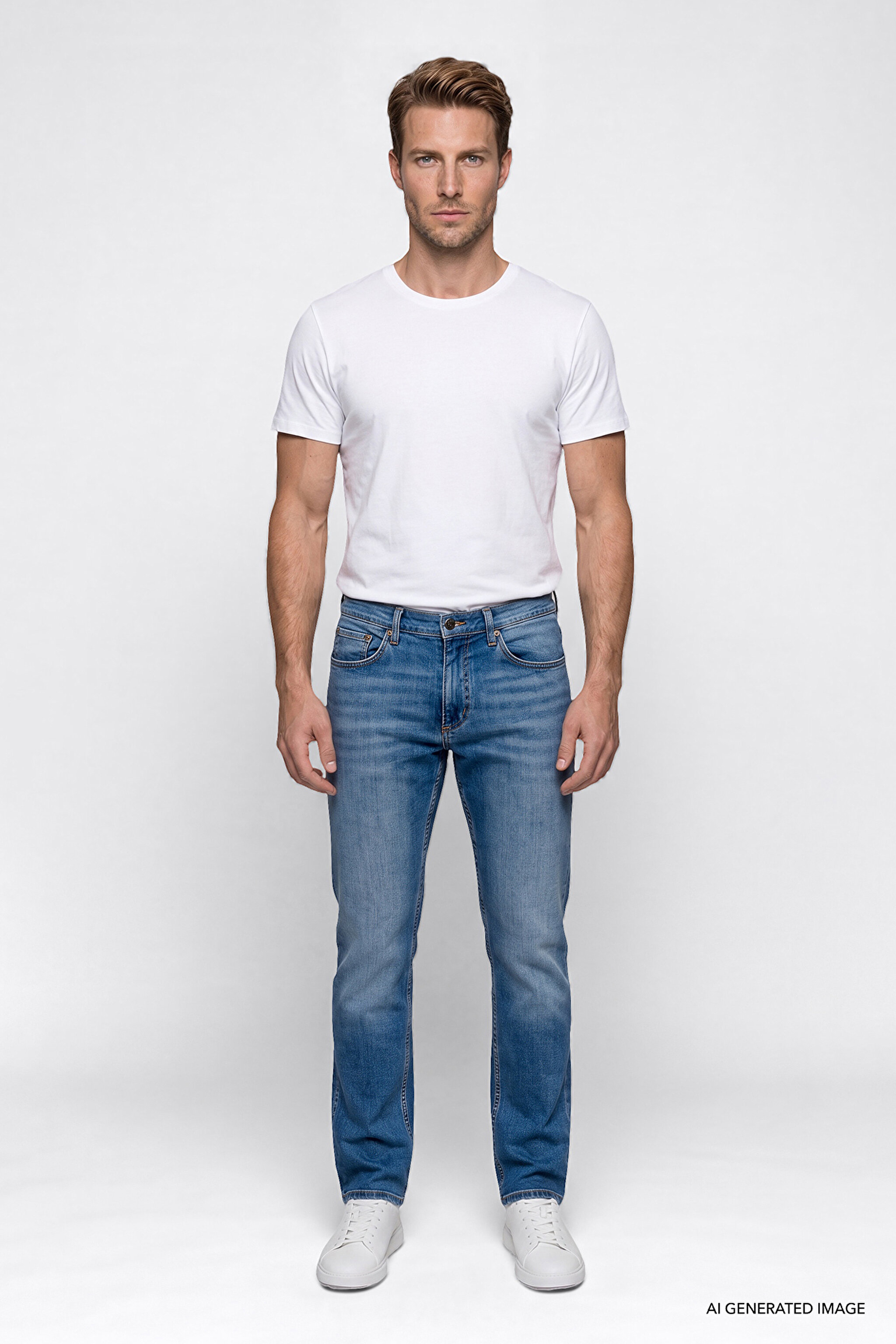 Pamuklu Greensboro Straight Fit Jean Kot Denim Pantolon - WornBroke-MW15Q2622537X (görsel 2)