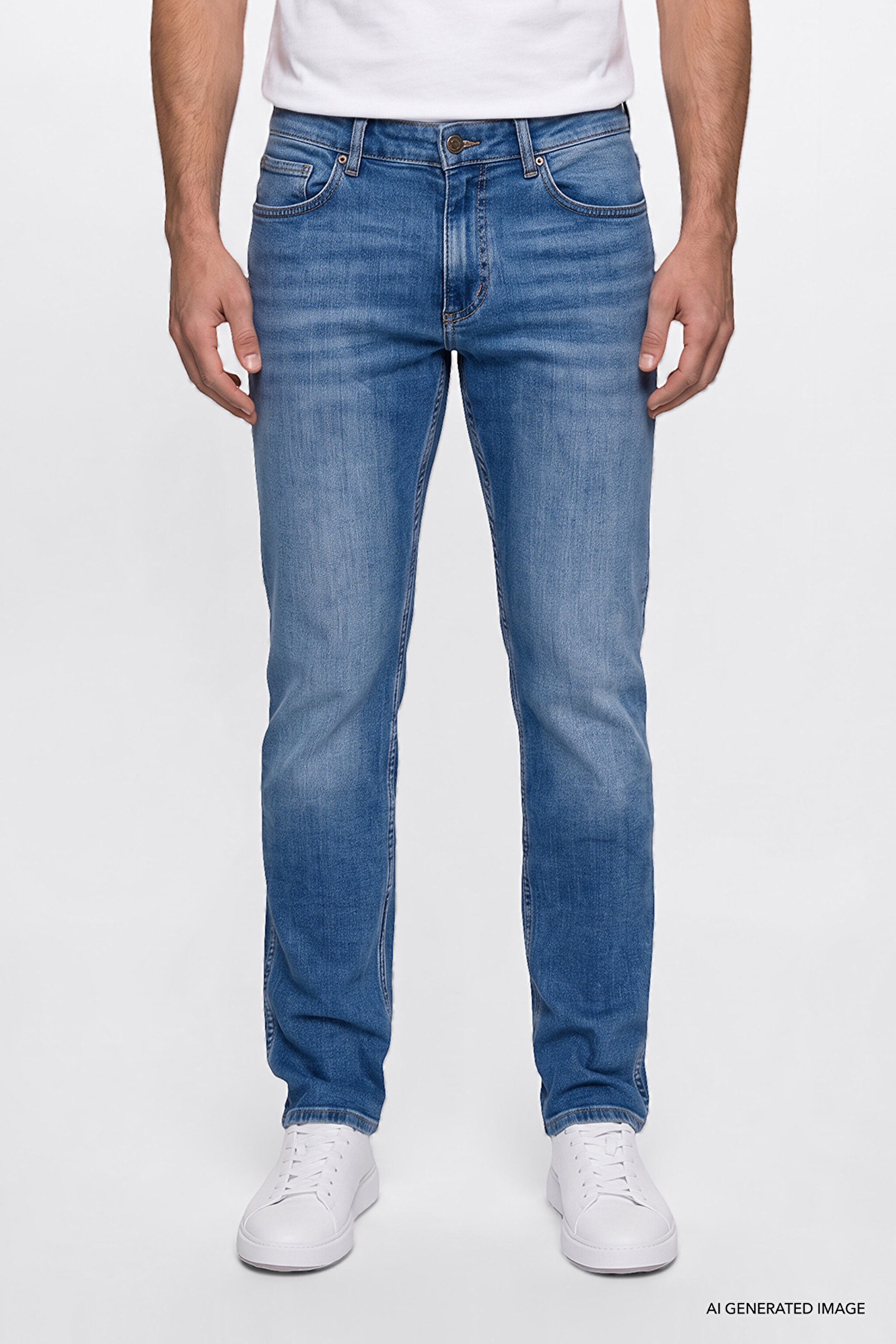 Pamuklu Greensboro Straight Fit Jean Kot Denim Pantolon - WornBroke-MW15Q2622537X (görsel 3)