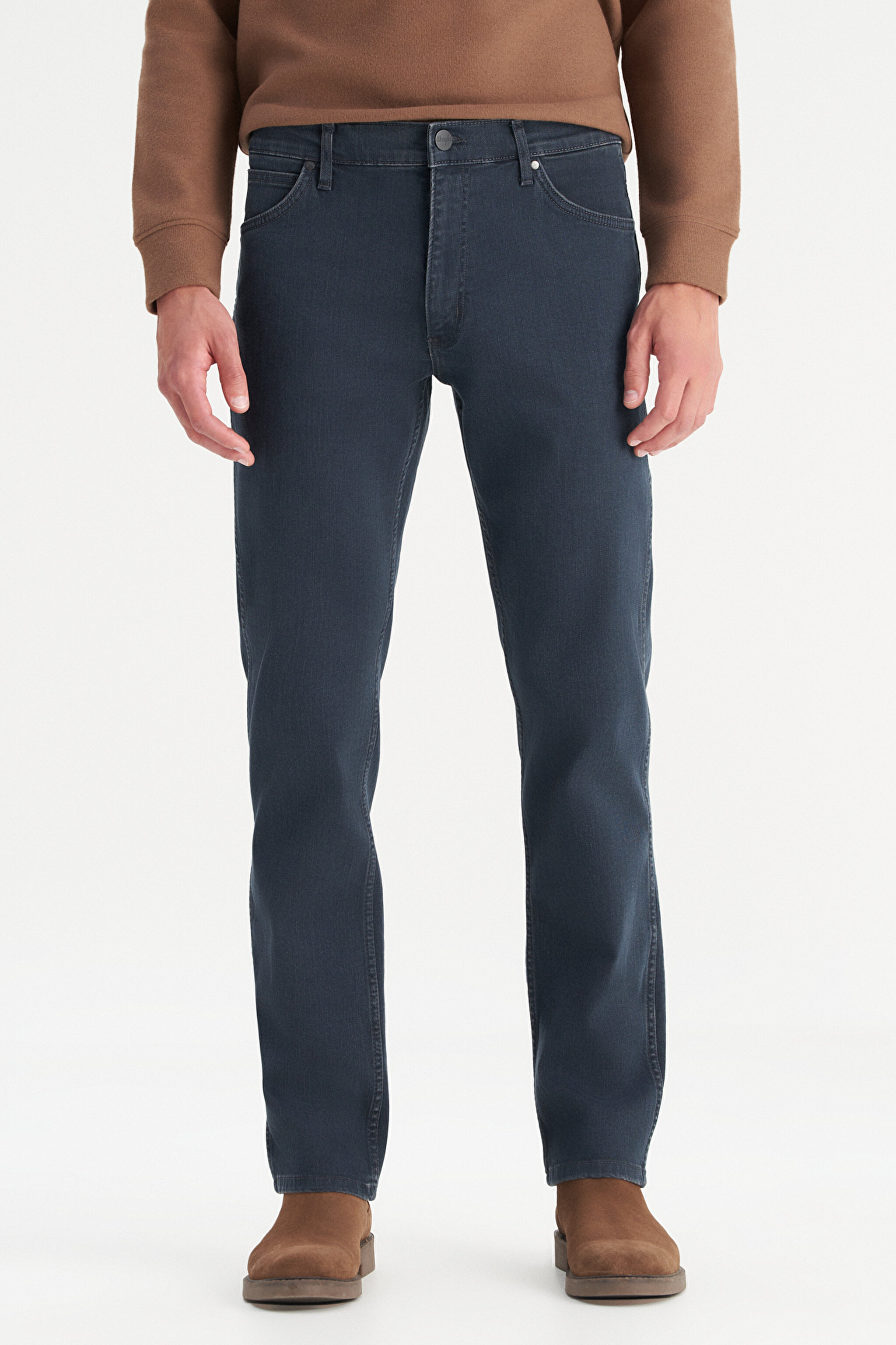 Greensboro Straight Fit Düz Kesim Düşük Bel Pamuklu Esnek Mavi Jean Denim Pantolon - IronBlue-MW15QLT35X (görsel 2)