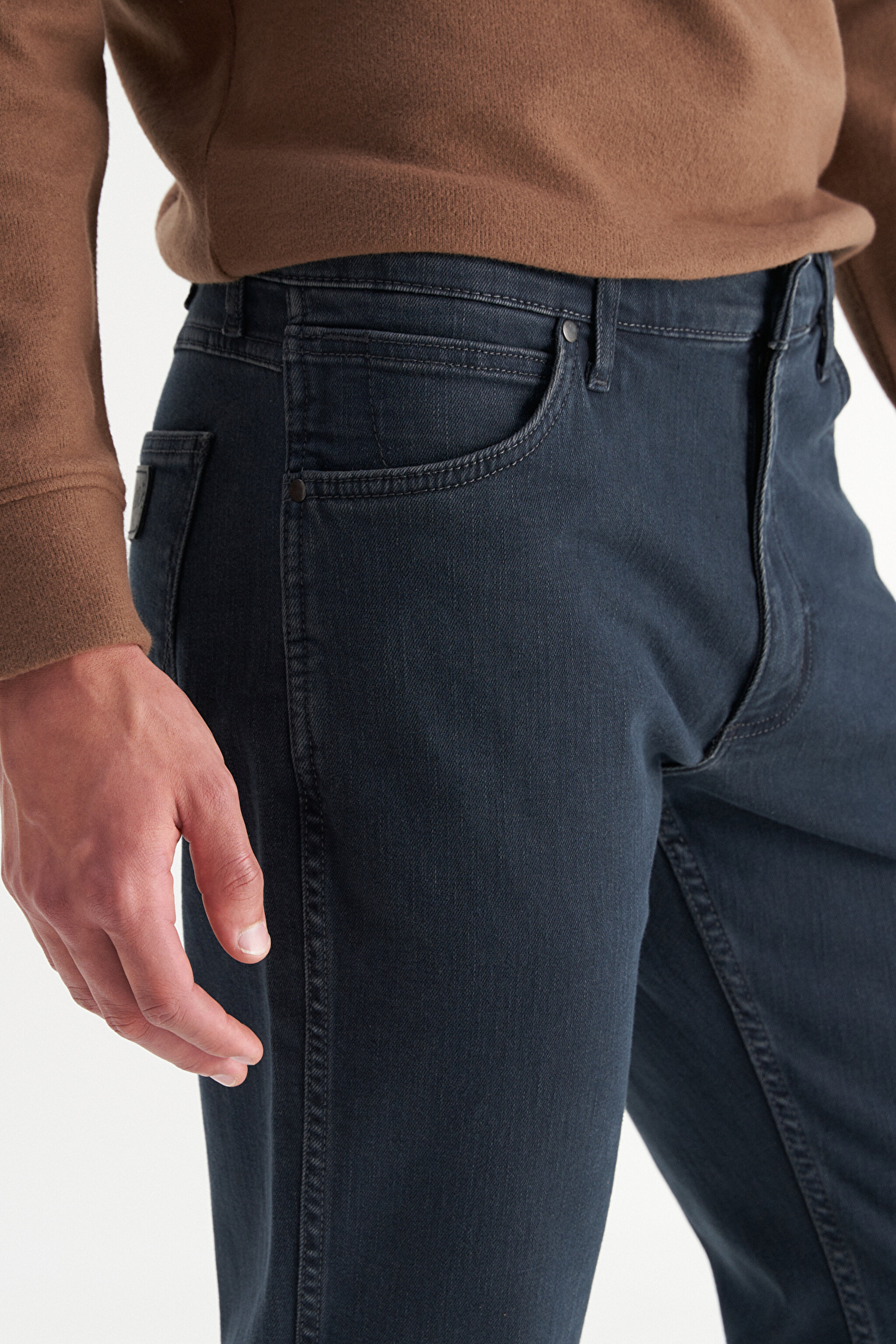 Greensboro Straight Fit Düz Kesim Düşük Bel Pamuklu Esnek Mavi Jean Denim Pantolon - IronBlue-MW15QLT35X (görsel 4)