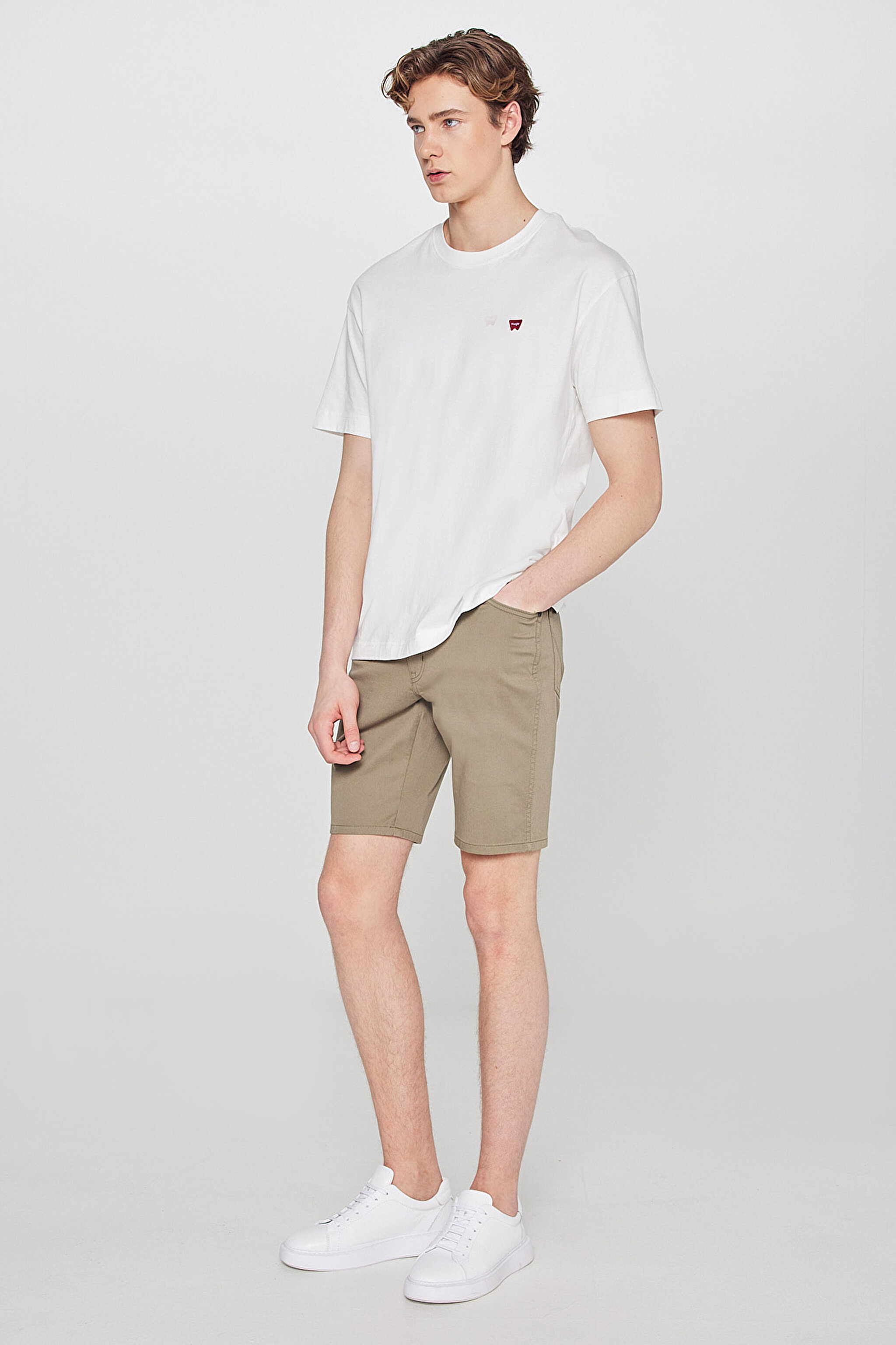 Pamuklu Slim Fit Dar Kesim 5 Cepli Esnek Şort - Khaki-MW211205801 (görsel 2)