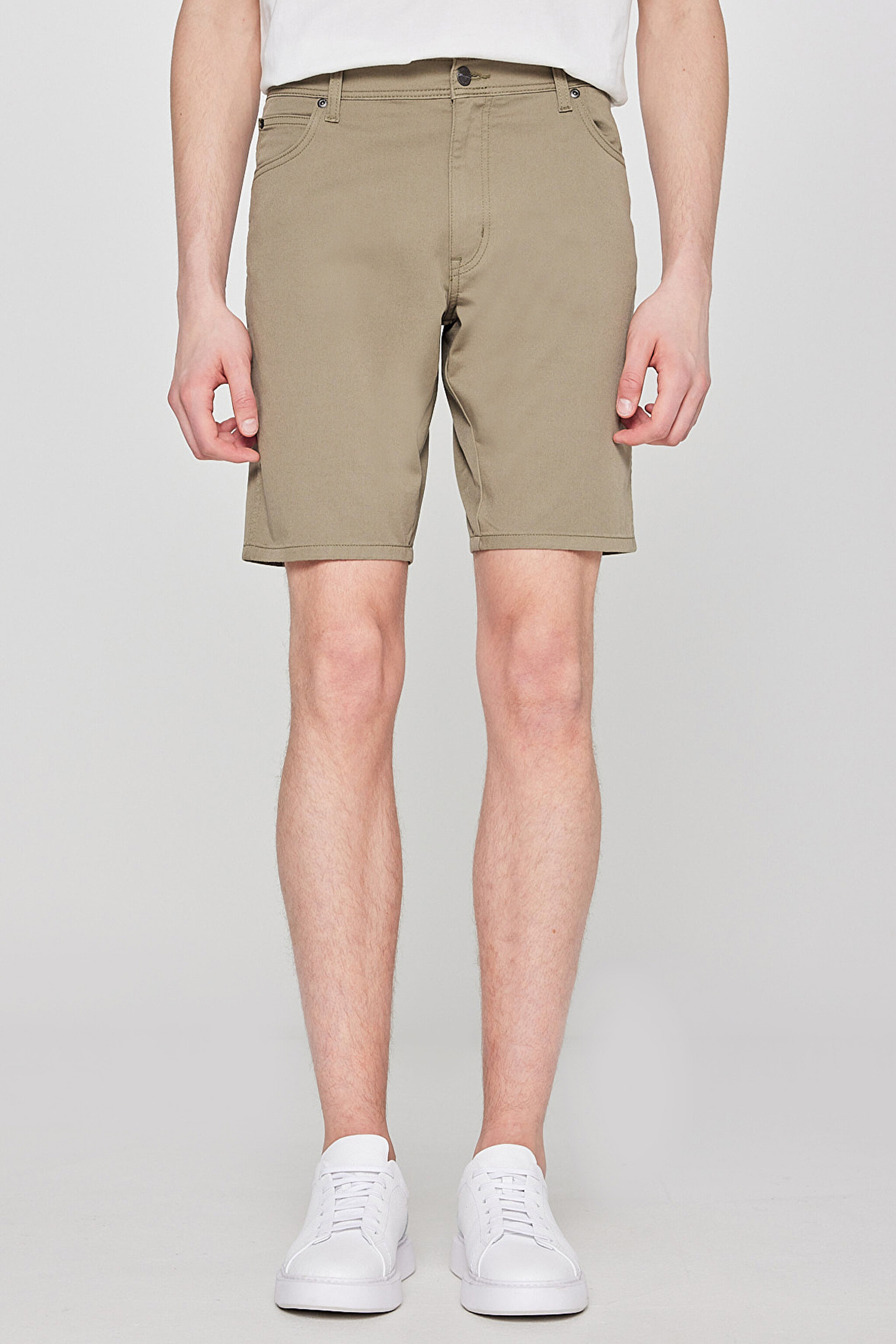 Pamuklu Slim Fit Dar Kesim 5 Cepli Esnek Şort - Khaki-MW211205801 (görsel 3)