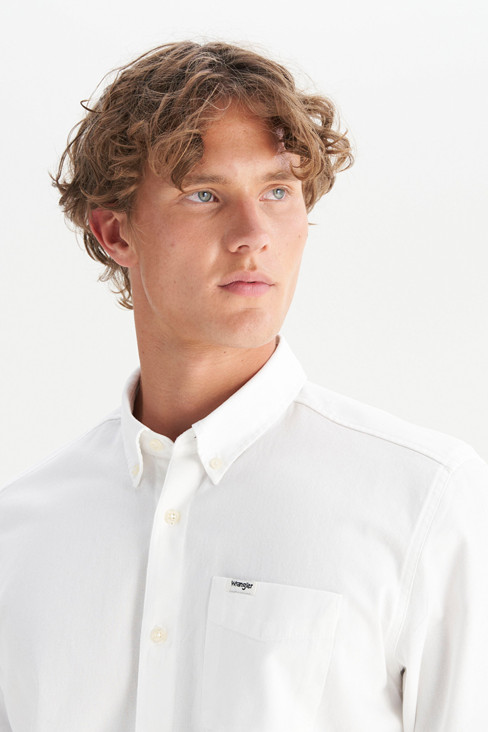 %100 Pamuk Regular Fit Normal Kesim Cep Detaylı Beyaz Gömlek - White-MW241464100 (görsel 4)