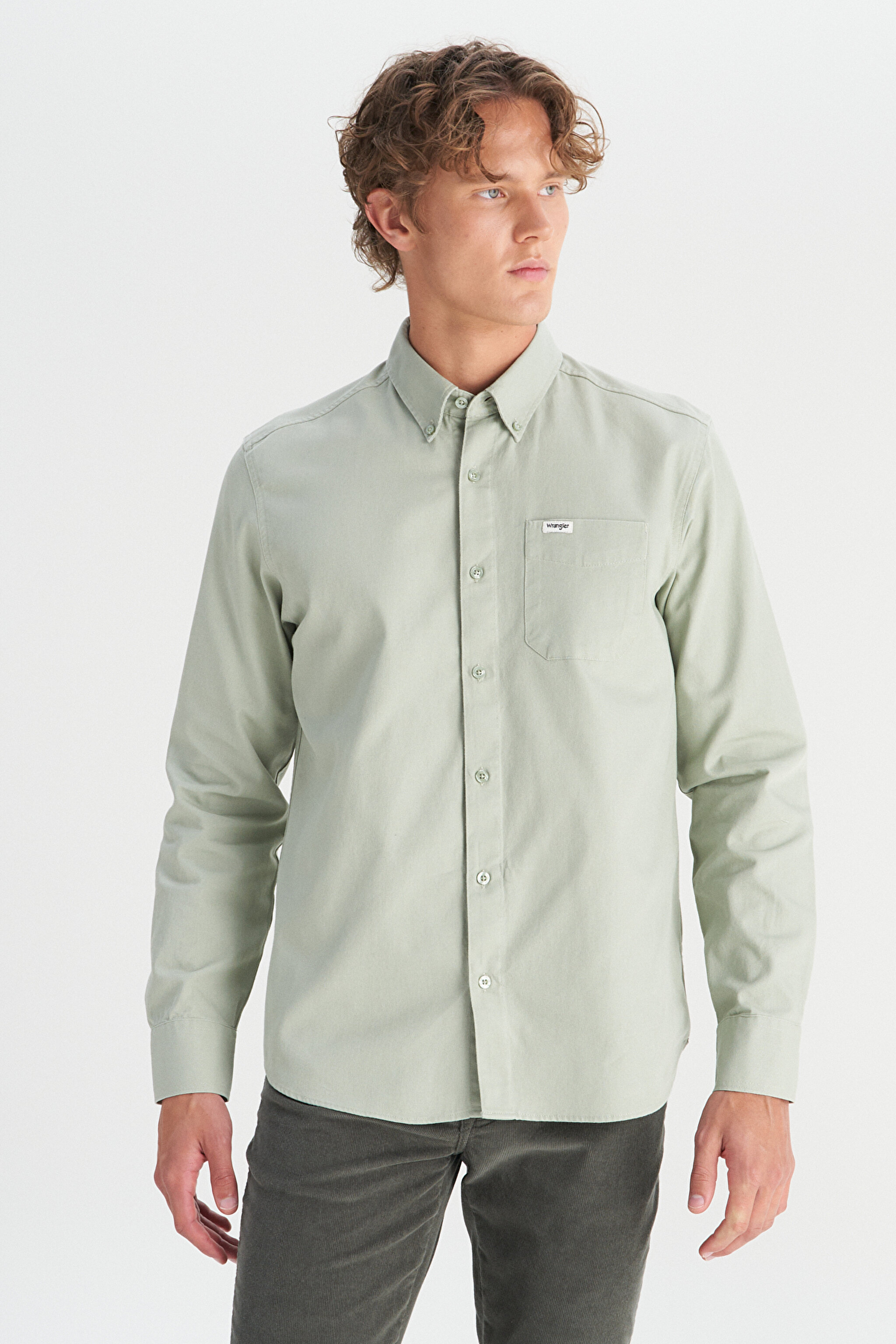 %100 Pamuk Regular Fit Normal Kesim Cep Detaylı Mint Yeşili Gömlek - Mint Green-MW241464303
