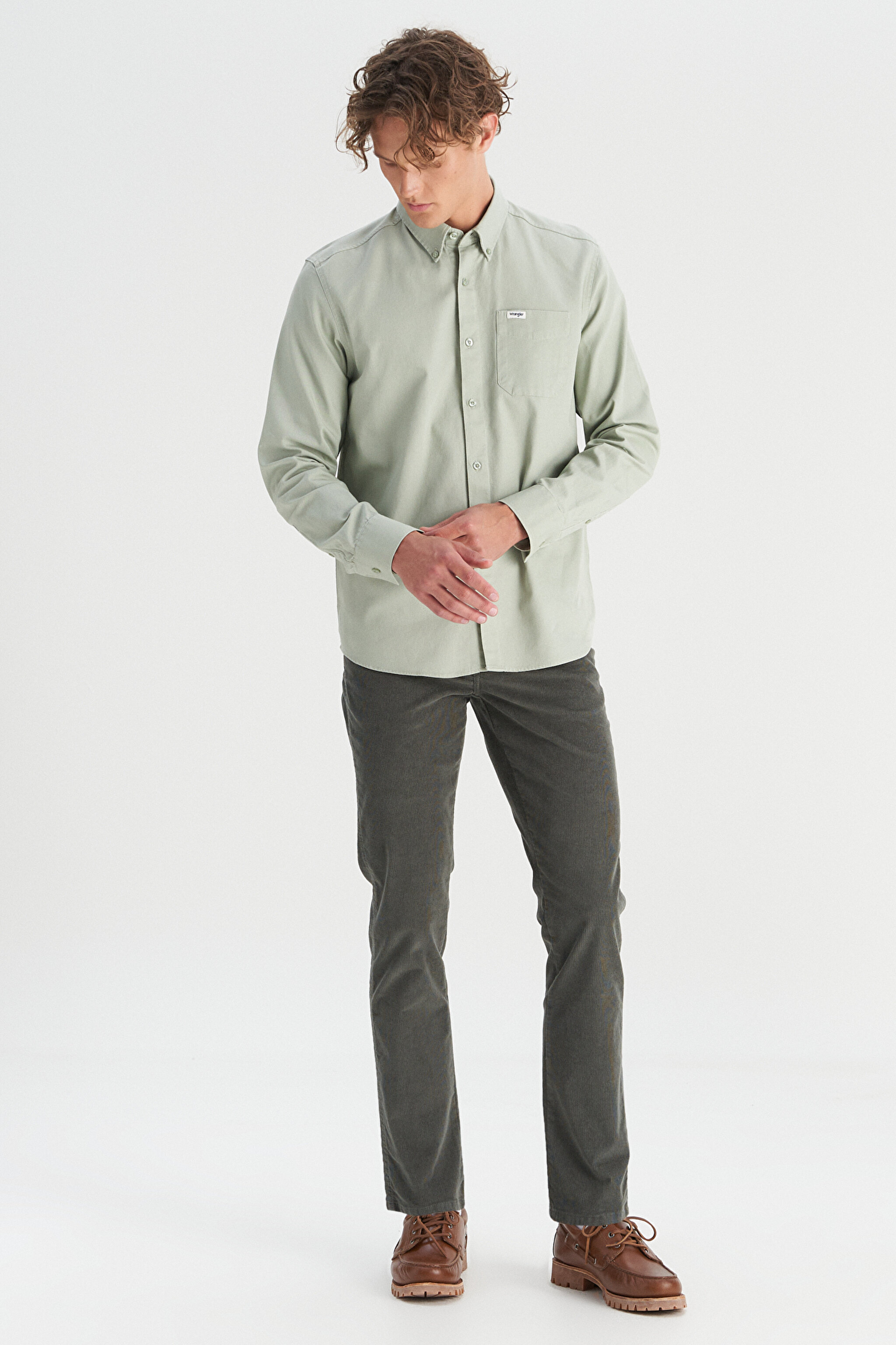 %100 Pamuk Regular Fit Normal Kesim Cep Detaylı Mint Yeşili Gömlek - Mint Green-MW241464303 (görsel 2)