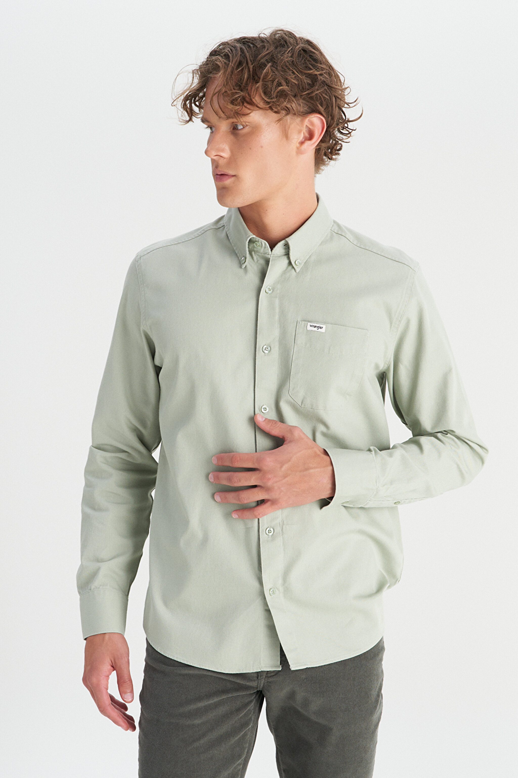 %100 Pamuk Regular Fit Normal Kesim Cep Detaylı Mint Yeşili Gömlek - Mint Green-MW241464303 (görsel 3)