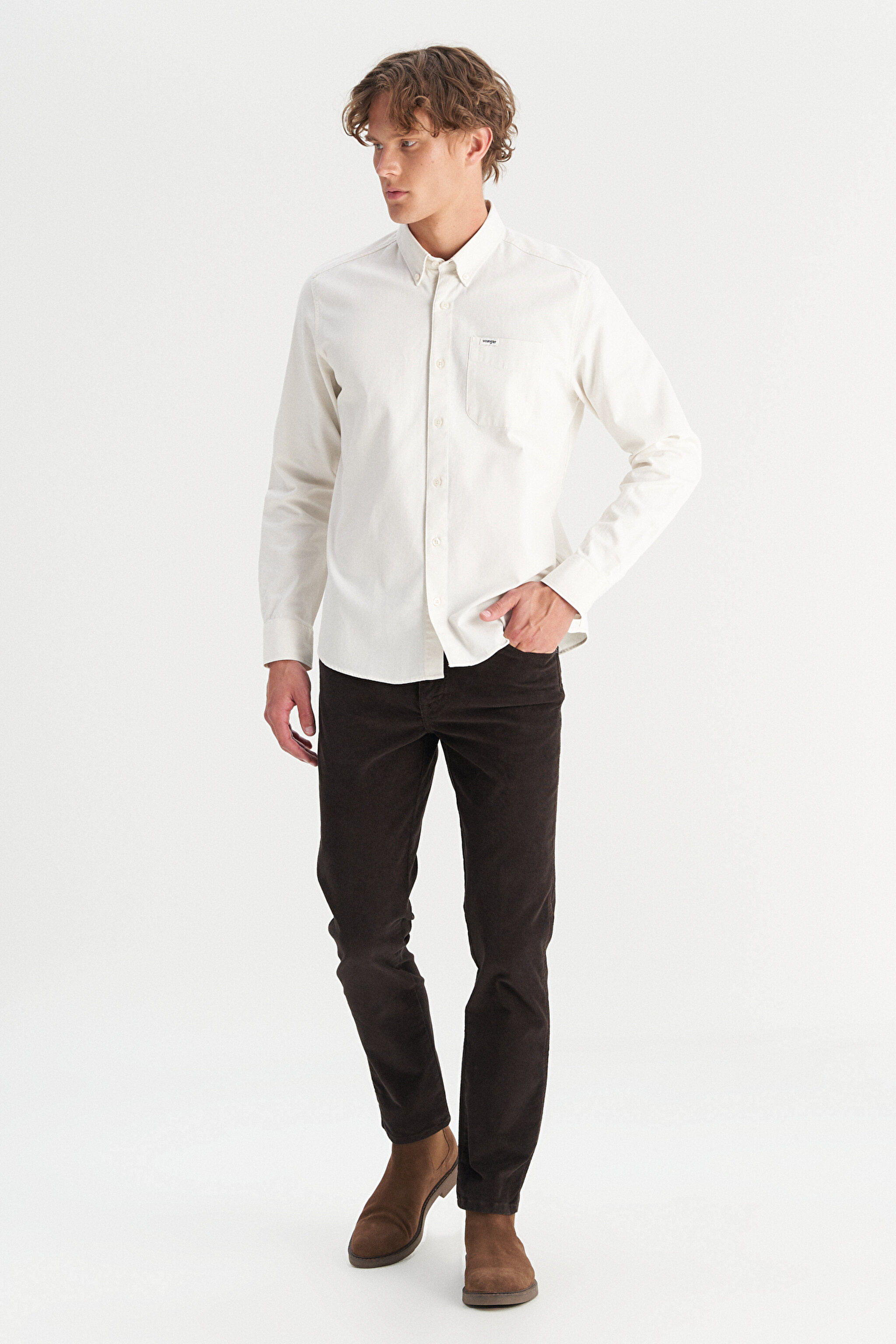 %100 Pamuk Regular Fit Normal Kesim Cep Detaylı Bej Gömlek - Beige-MW241464614 (görsel 2)