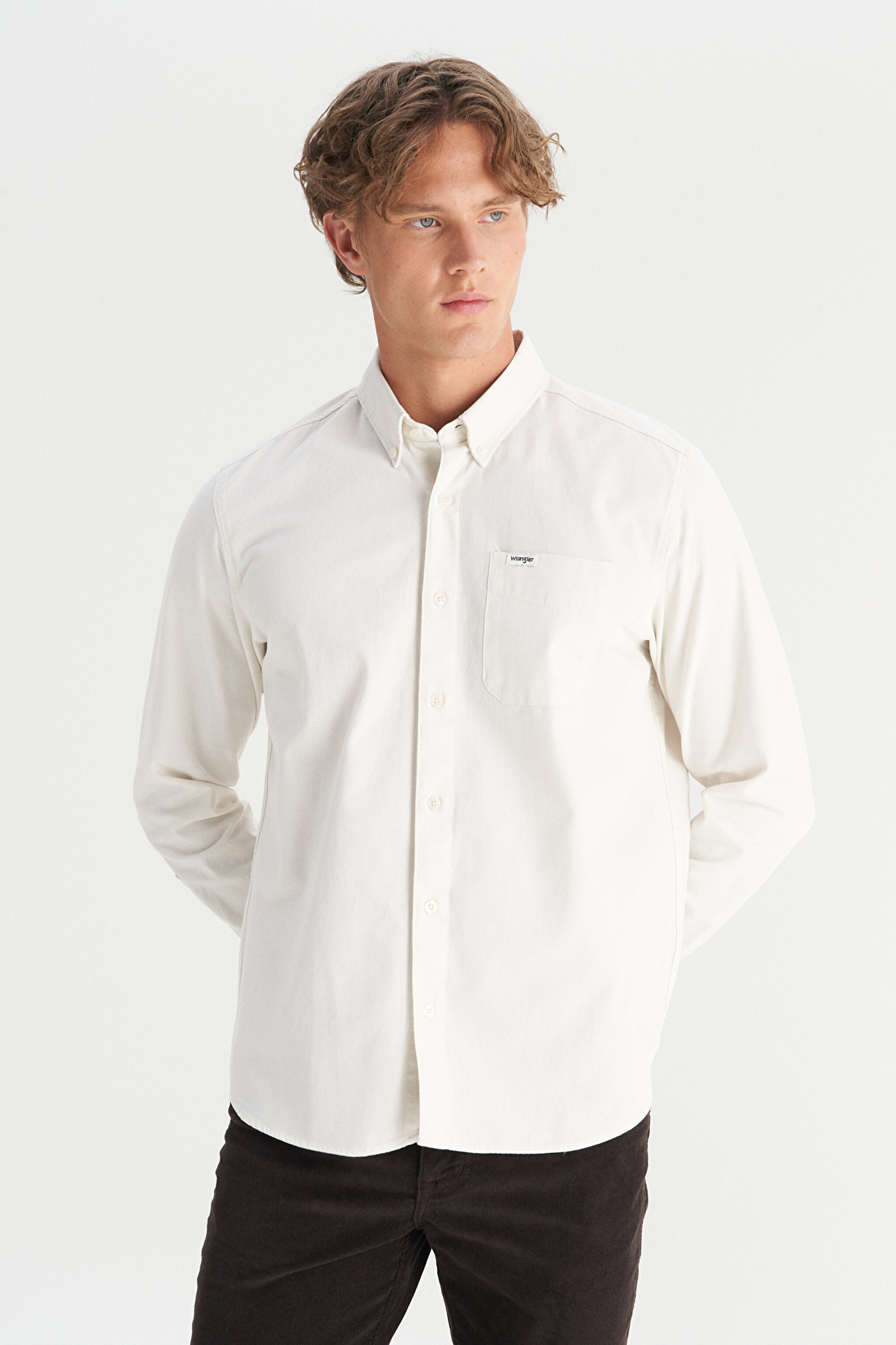 %100 Pamuk Regular Fit Normal Kesim Cep Detaylı Bej Gömlek - Beige-MW241464614 (görsel 3)