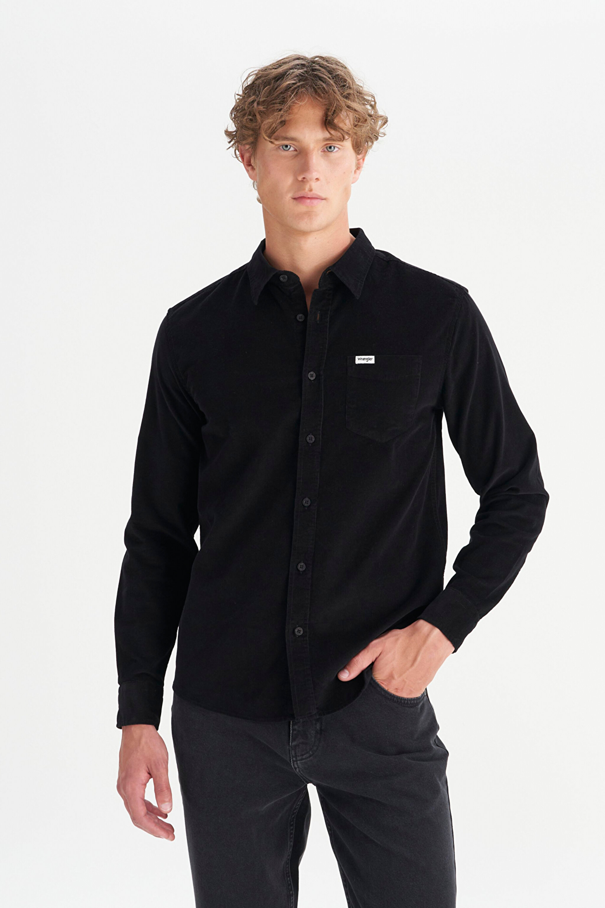 %100 Pamuk Regular Fit Normal Kesim Klasik Yaka Cepli Kadife Gömlek