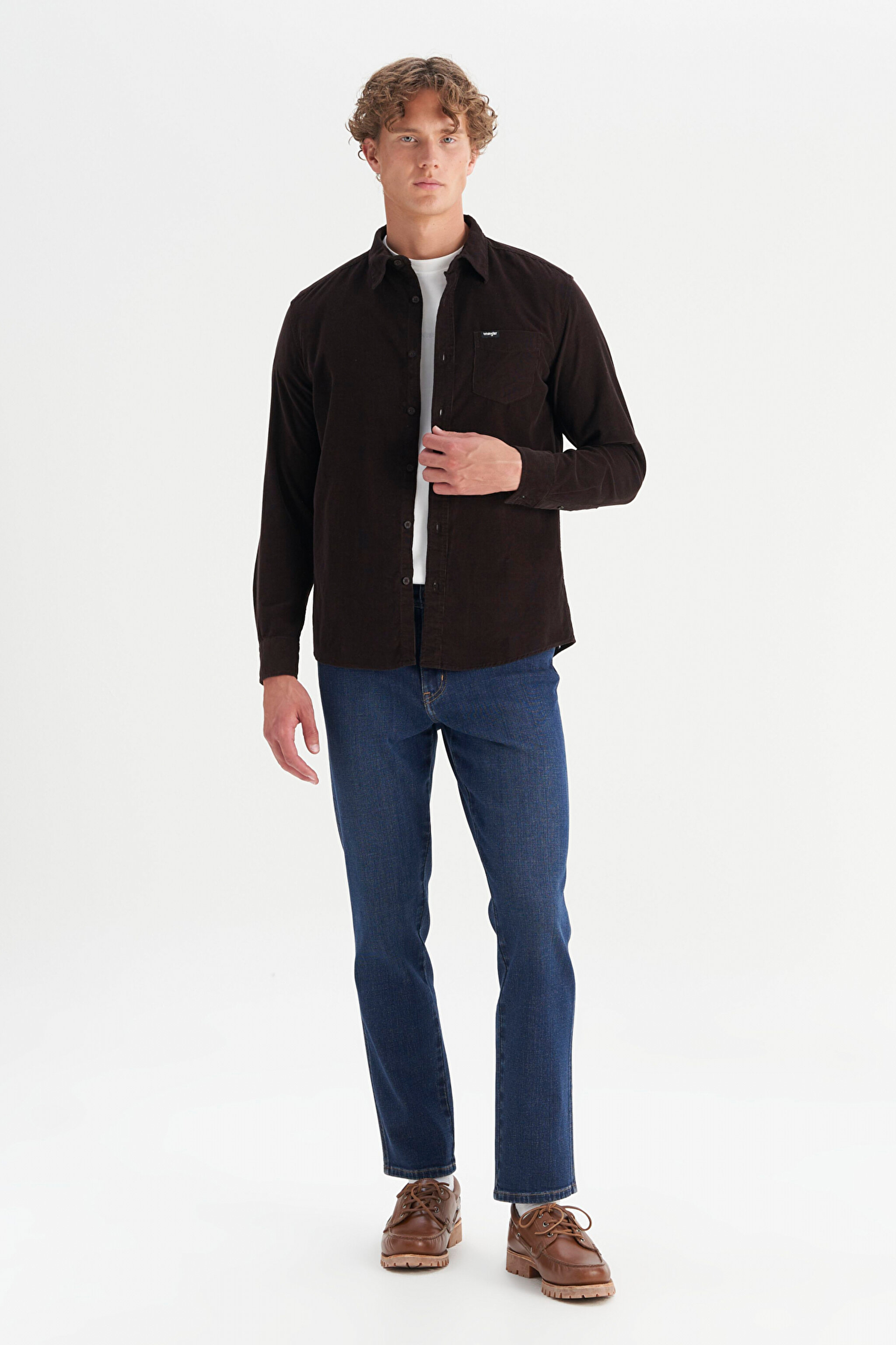 %100 Pamuk Regular Fit Normal Kesim Klasik Yaka Cepli Kadife Gömlek - Mole-MW5A14A944 (görsel 2)