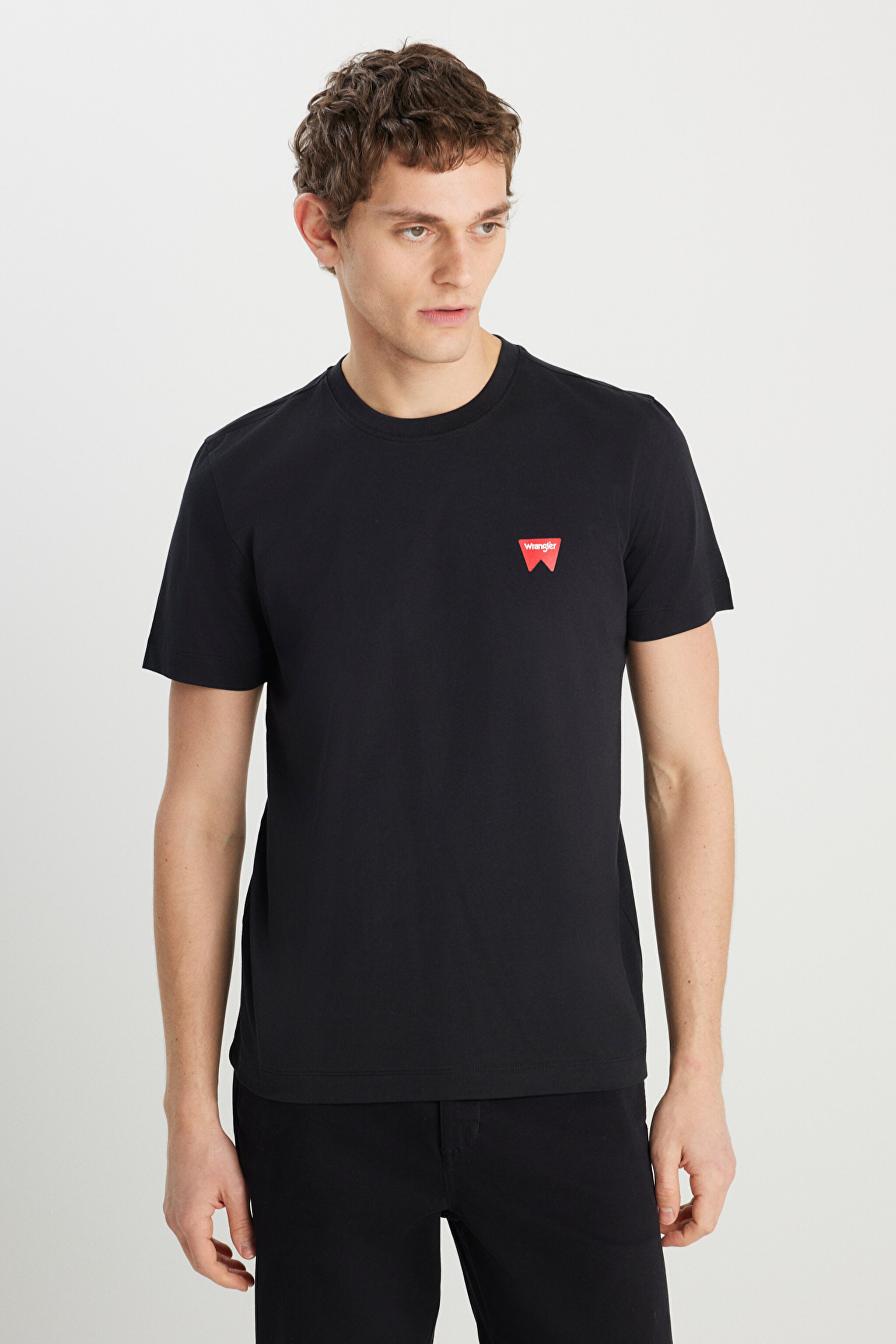 %100 Pamuk Regular Fit Normal Kesim Minimal Logo Siyah Tişört - Black-MW70MD3001 (görsel 2)