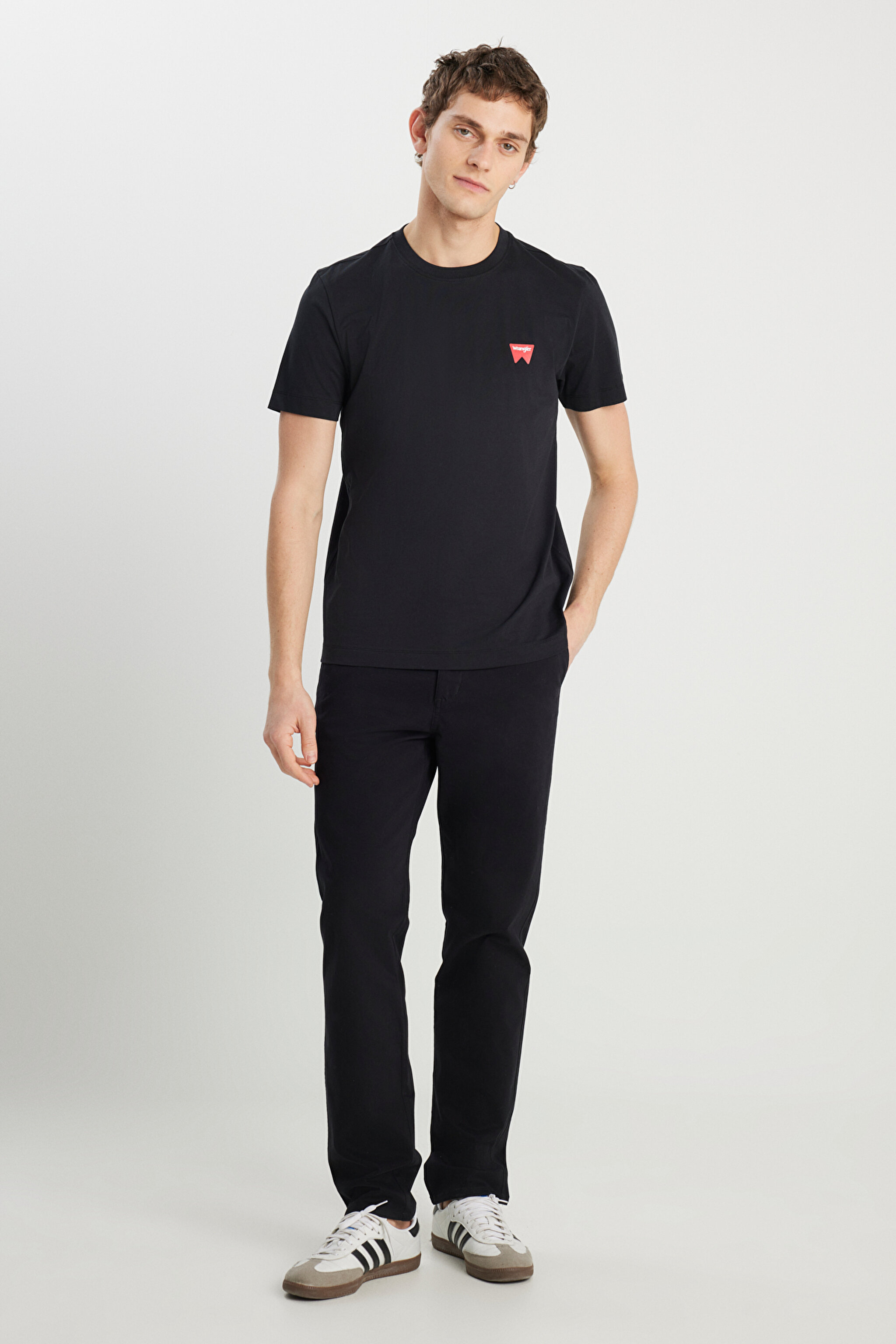 %100 Pamuk Regular Fit Normal Kesim Minimal Logo Siyah Tişört - Black-MW70MD3001 (görsel 3)