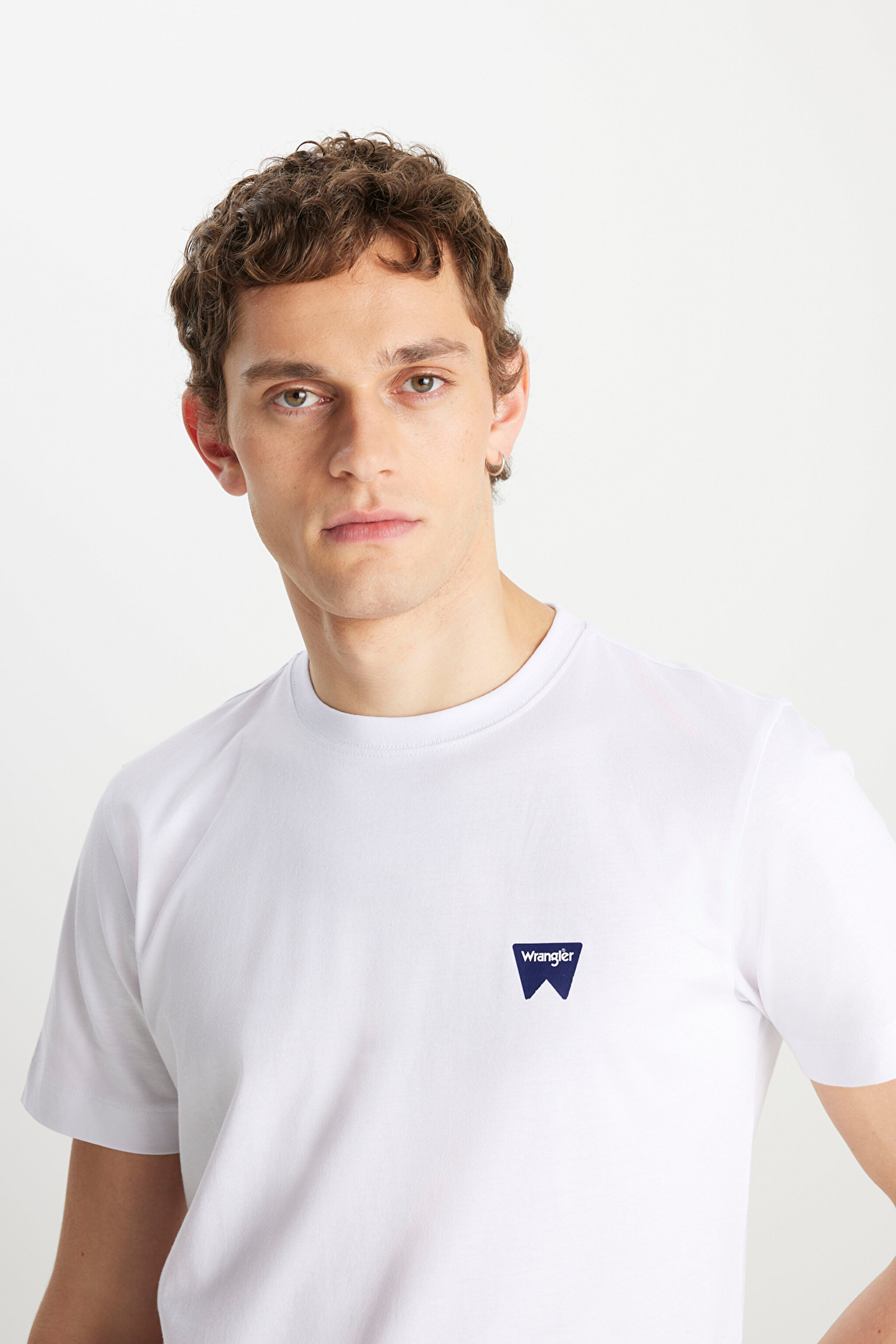 %100 Pamuk Regular Fit Normal Kesim Bisiklet Yaka Minimal Logo Beyaz Tişört - White-MW70MD3312 (görsel 4)