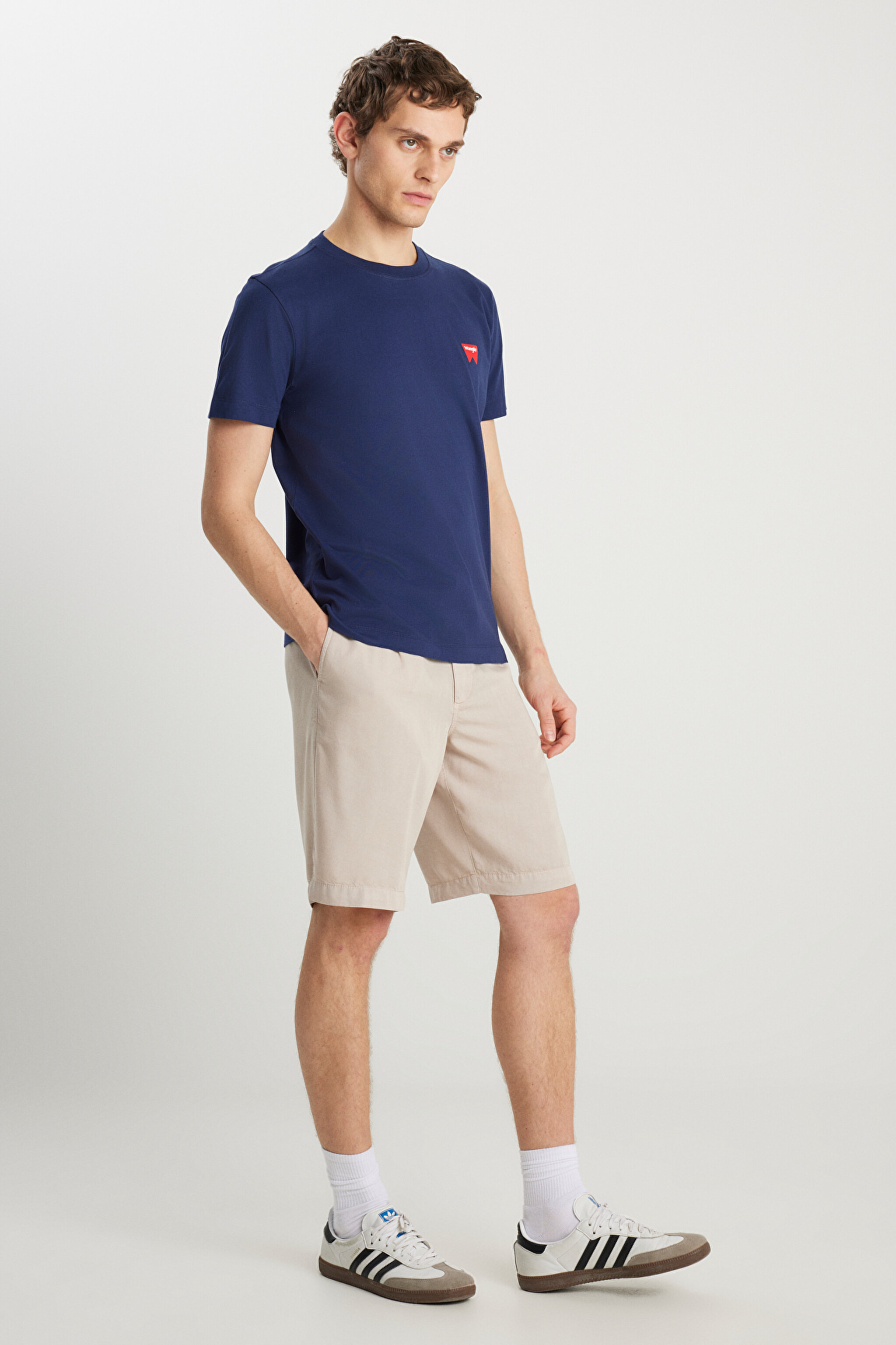 %100 Pamuk Regular Fit Normal Kesim Bisiklet Yaka Minimal Logo Lacivert Tişört - Navy-MW70MD3335 (görsel 3)