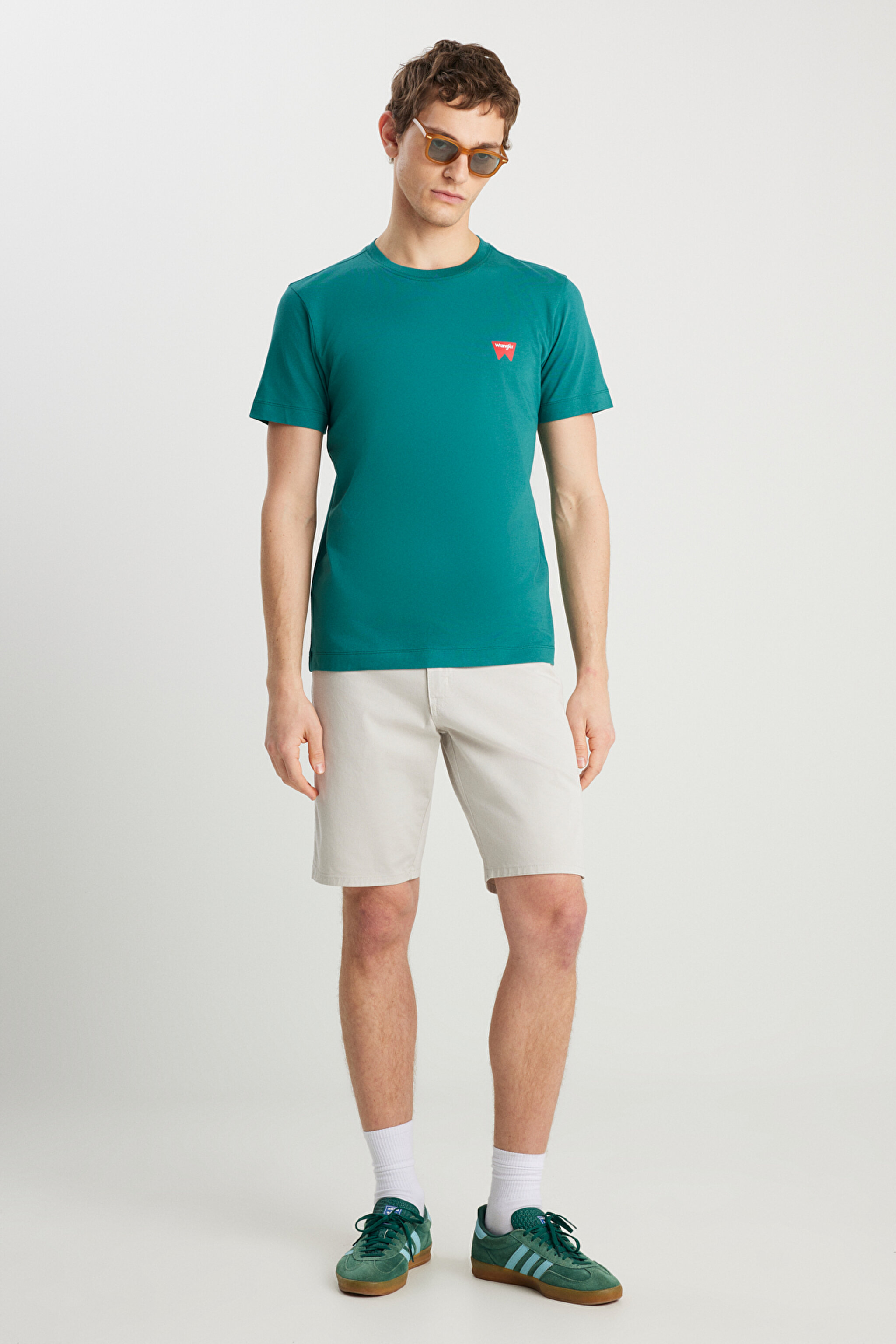 %100 Pamuk Regular Fit Normal Kesim Bisiklet Yaka Minimal Logo Yeşil Tişört - Bayberry Green-MW70MD3G26 (görsel 3)