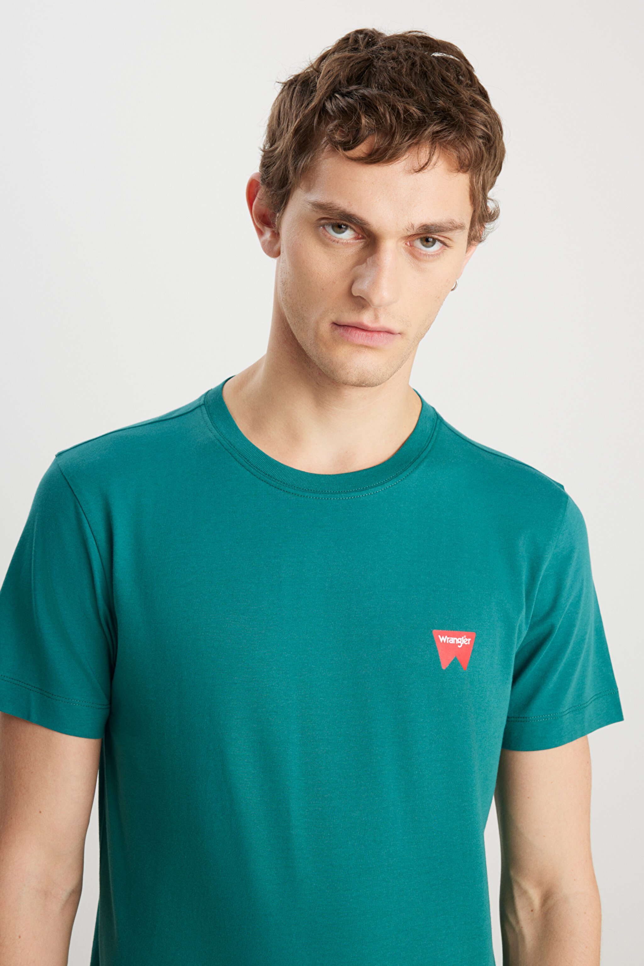 %100 Pamuk Regular Fit Normal Kesim Bisiklet Yaka Minimal Logo Yeşil Tişört - Bayberry Green-MW70MD3G26 (görsel 4)