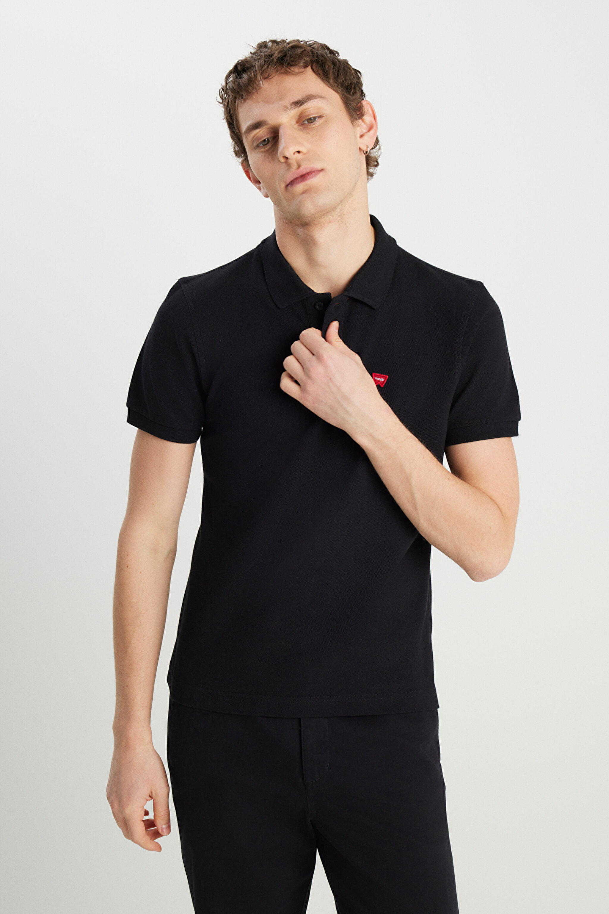 %100 Pamuk Regular Fit Normal Kesim Siyah Polo Yaka Tişört - Black-MW7D5K4XX2T001 (görsel 2)